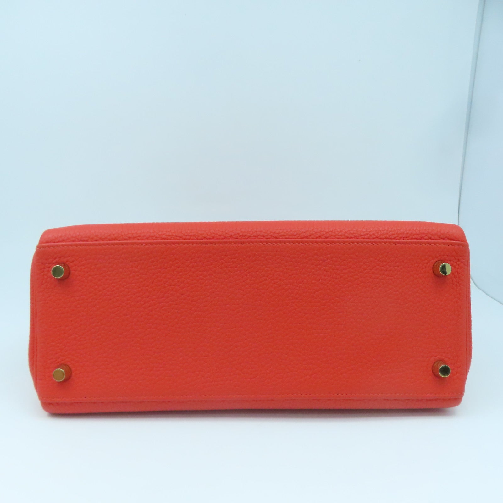 HERMES Togo皮革Kelly 28金扣手挽肩背兩用袋螢光橘