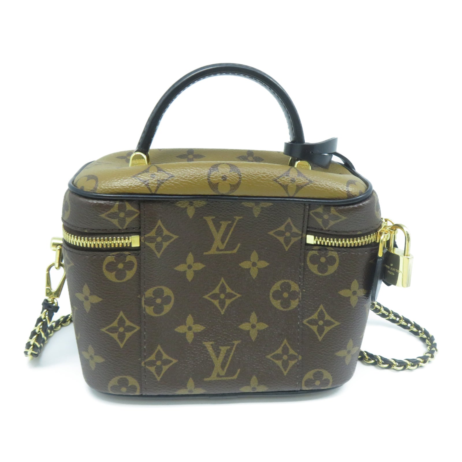 LOUIS VUITTON Monogram Vanity PM金扣手挽肩背兩用袋啡色
