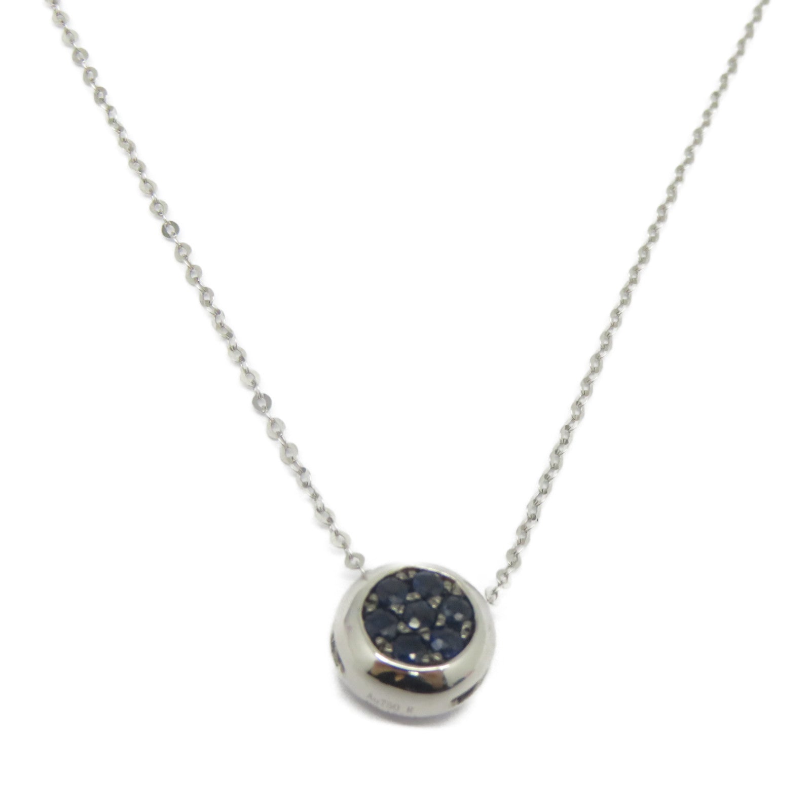 JEWELRY 18K白金Sapphire Diamond Necklace 0.326ct藍寶石/0.185ct鑽石項鍊