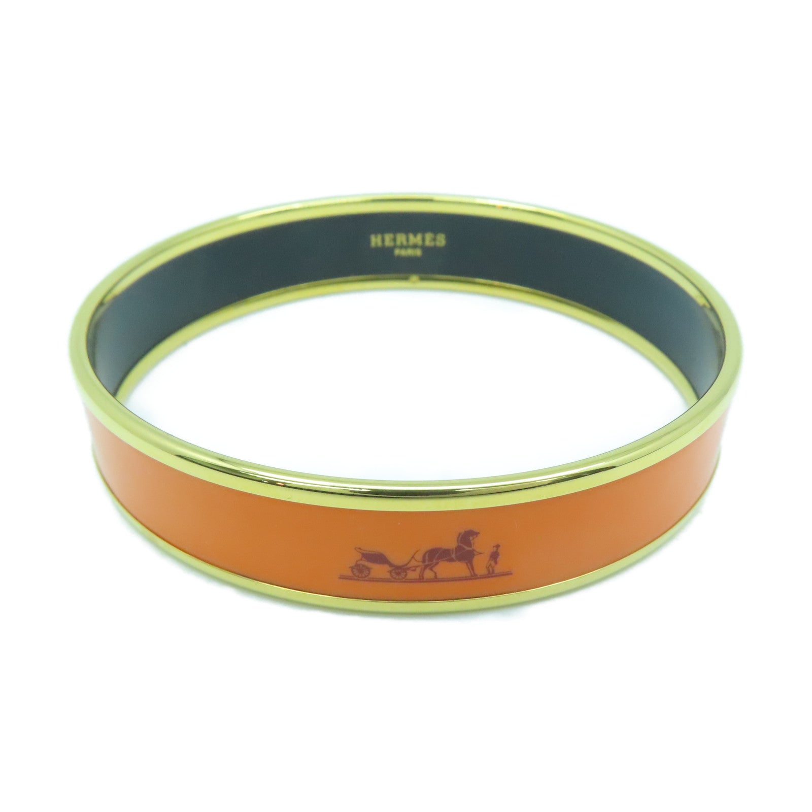HERMES Metal Bangle Bangle Orange Gold