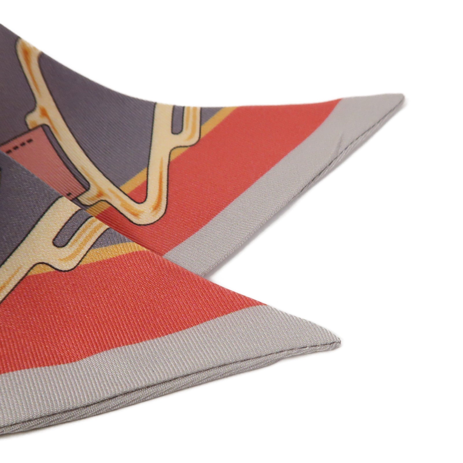 HERMES 絲質Twilly絲巾粉紅色/灰色