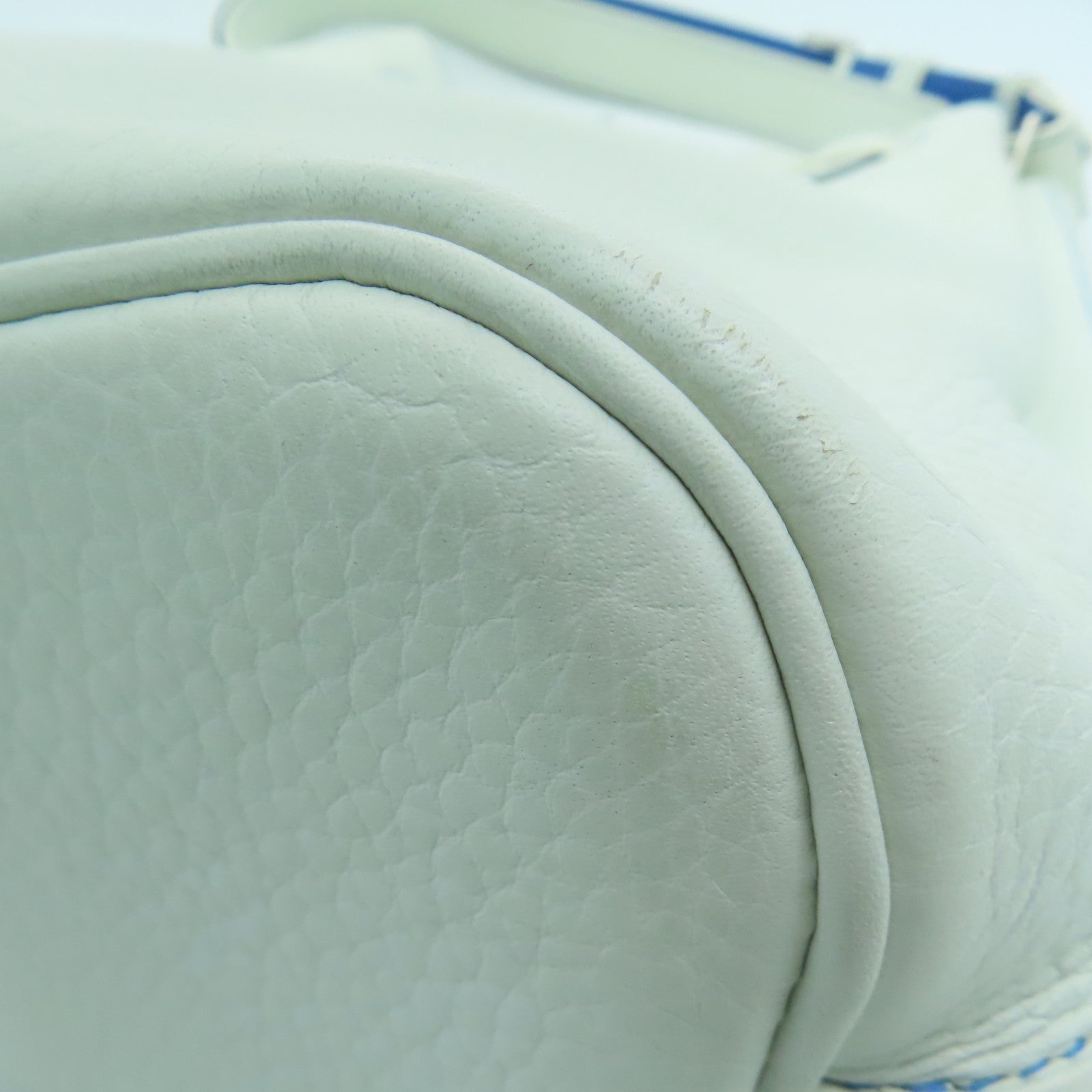 HERMES Clemence皮革So Kelly 22银扣肩背袋White/Bleu Mykonos白色/希腊蓝色