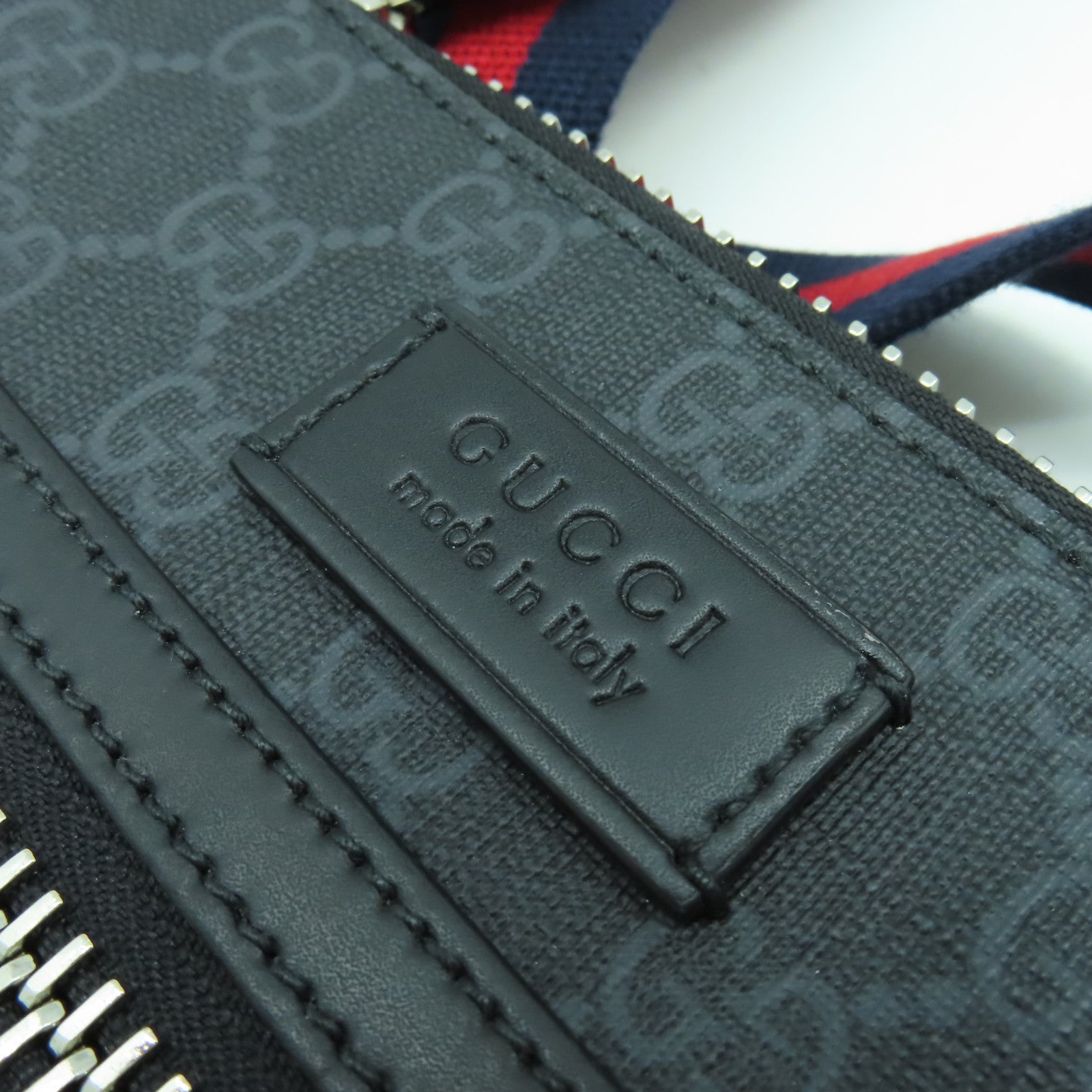 GUCCI 塗層帆布Supreme Messenger銀扣肩背袋黑色
