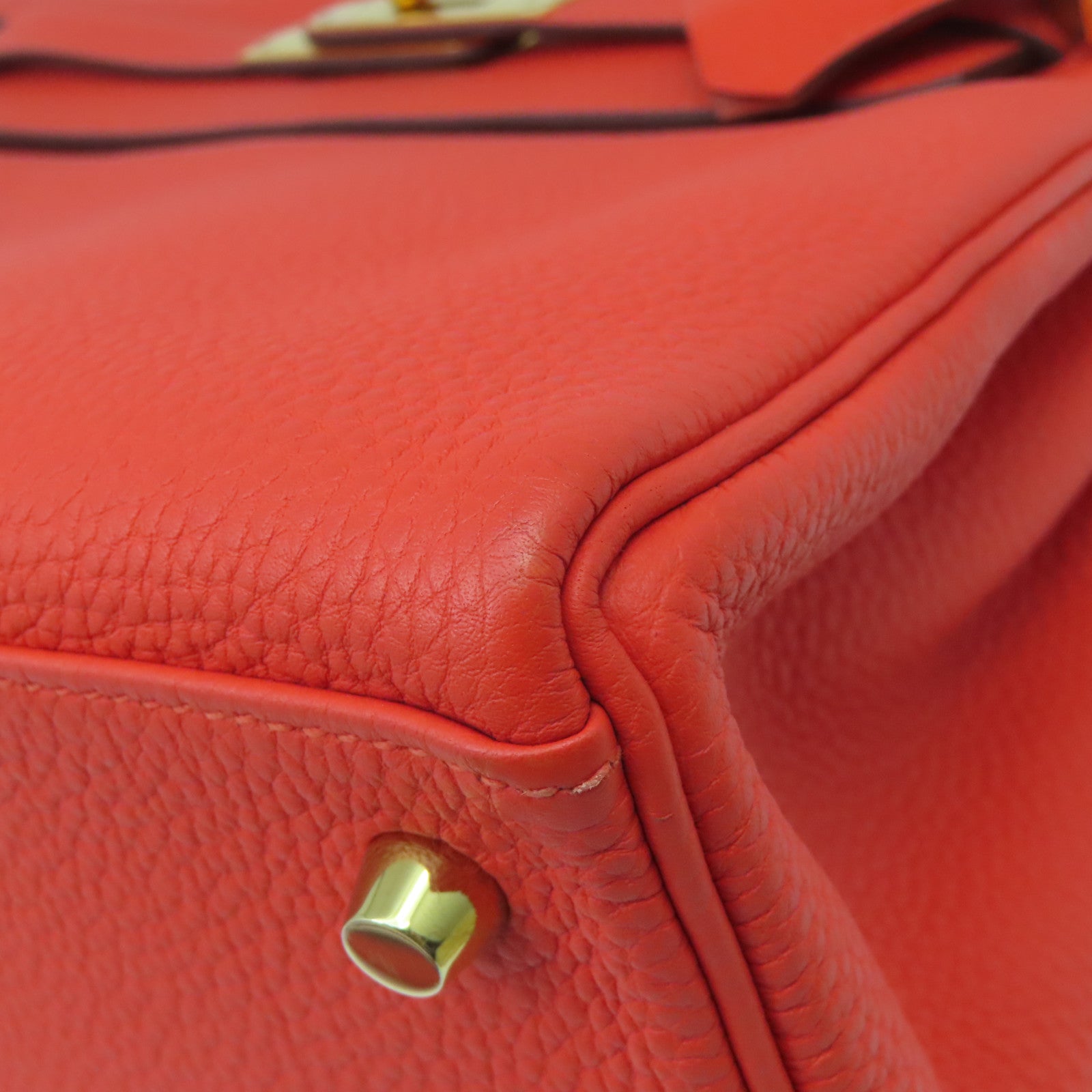 HERMES Togo皮革Kelly 28金扣手挽肩背兩用袋螢光橘