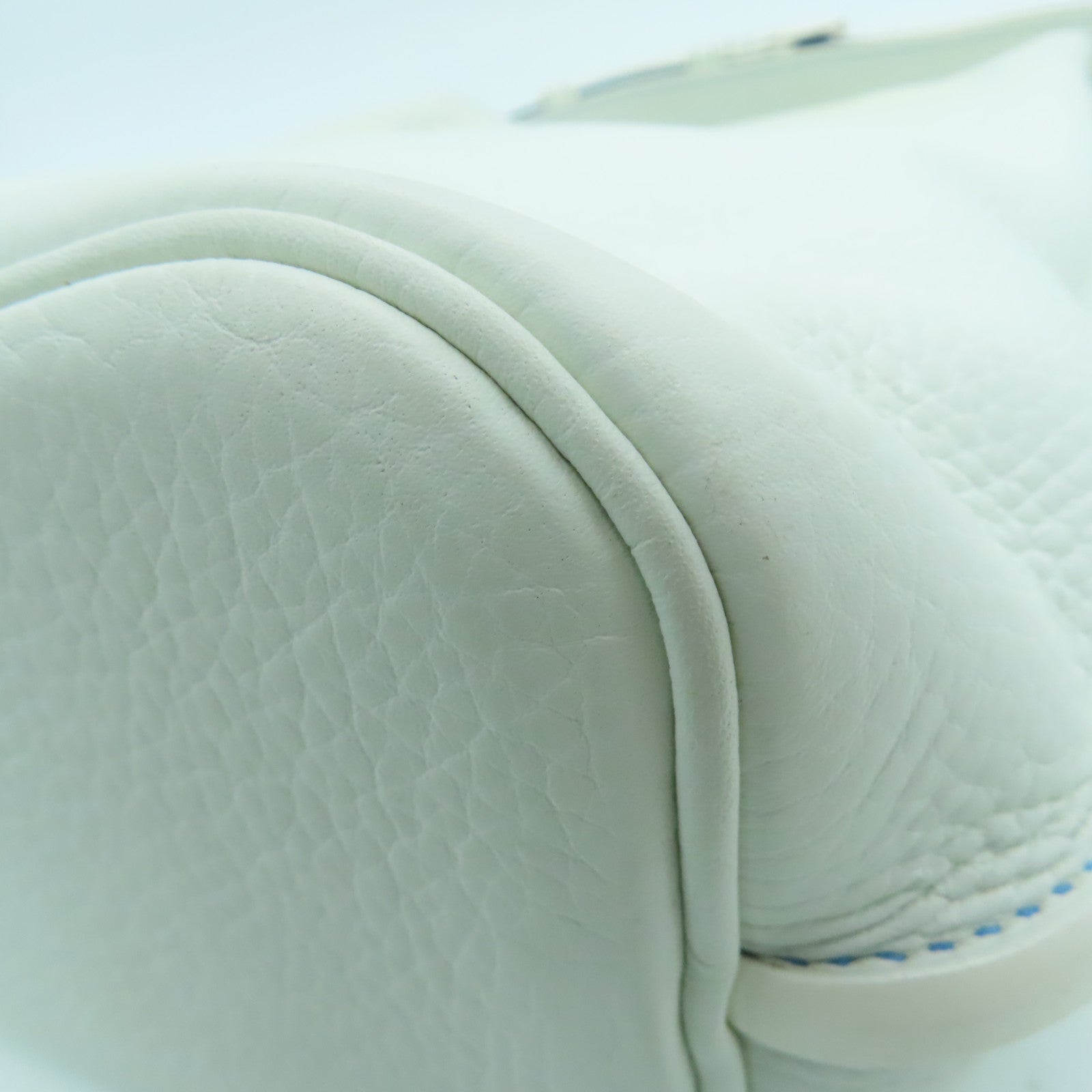 HERMES Clemence皮革So Kelly 22银扣肩背袋White/Bleu Mykonos白色/希腊蓝色