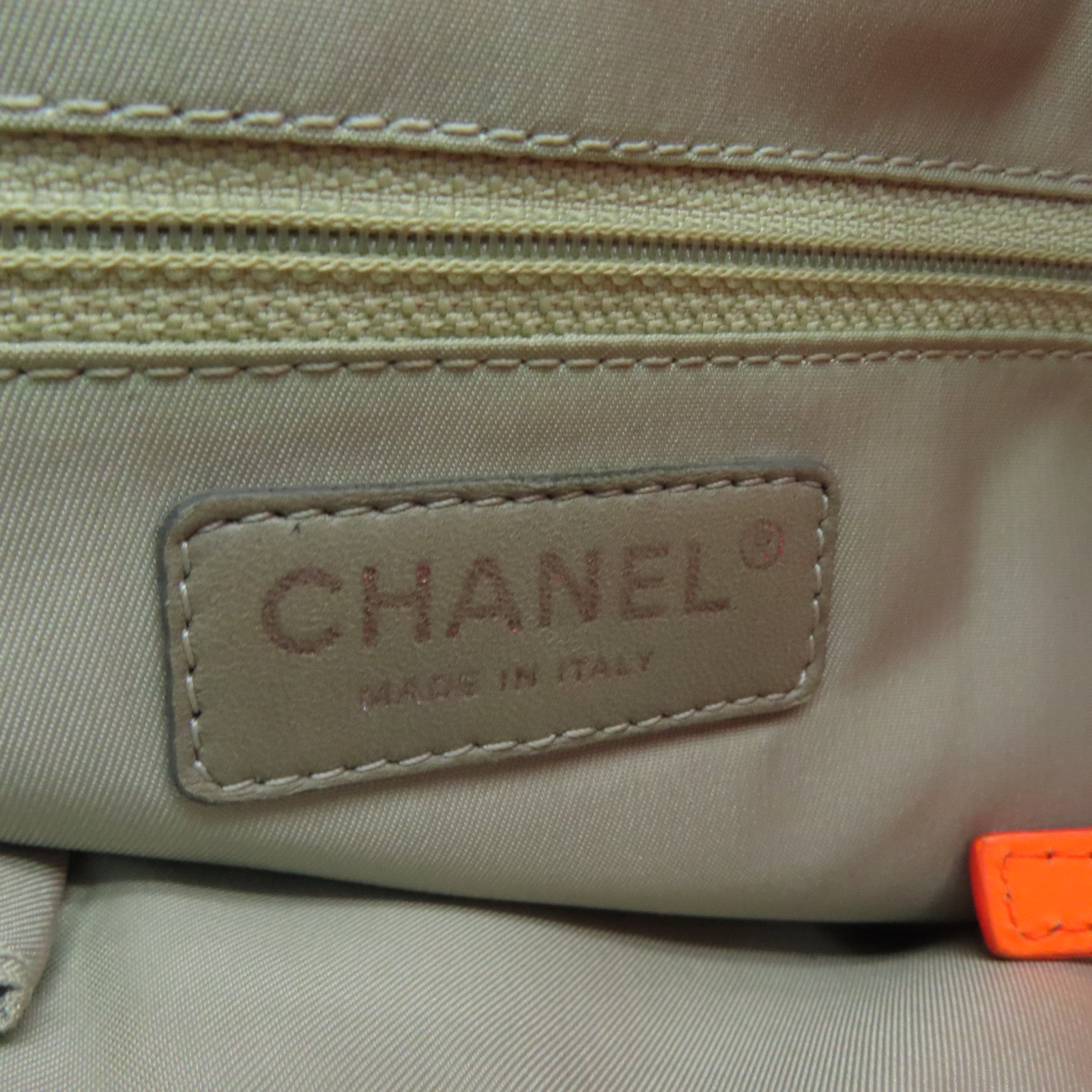 CHANEL 【激減優惠】菱格聚酯纖維Hand Bag銀扣手挽袋橙色