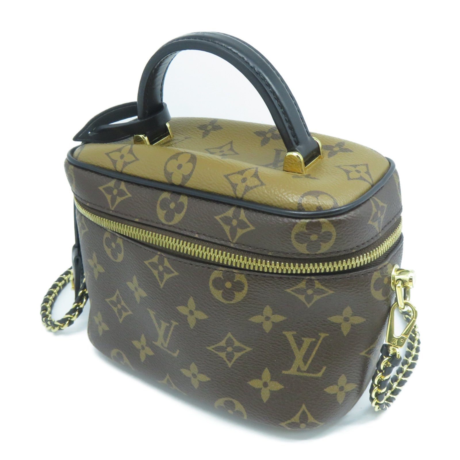 LOUIS VUITTON Monogram Vanity PM金扣手挽肩背兩用袋啡色
