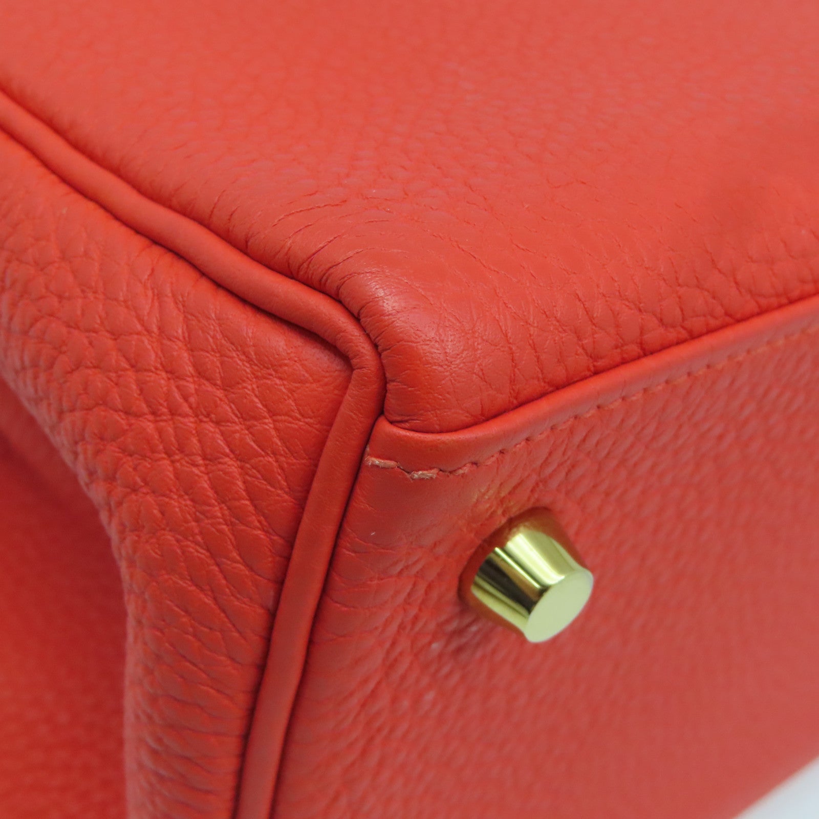 HERMES Togo皮革Kelly 28金扣手挽肩背兩用袋螢光橘