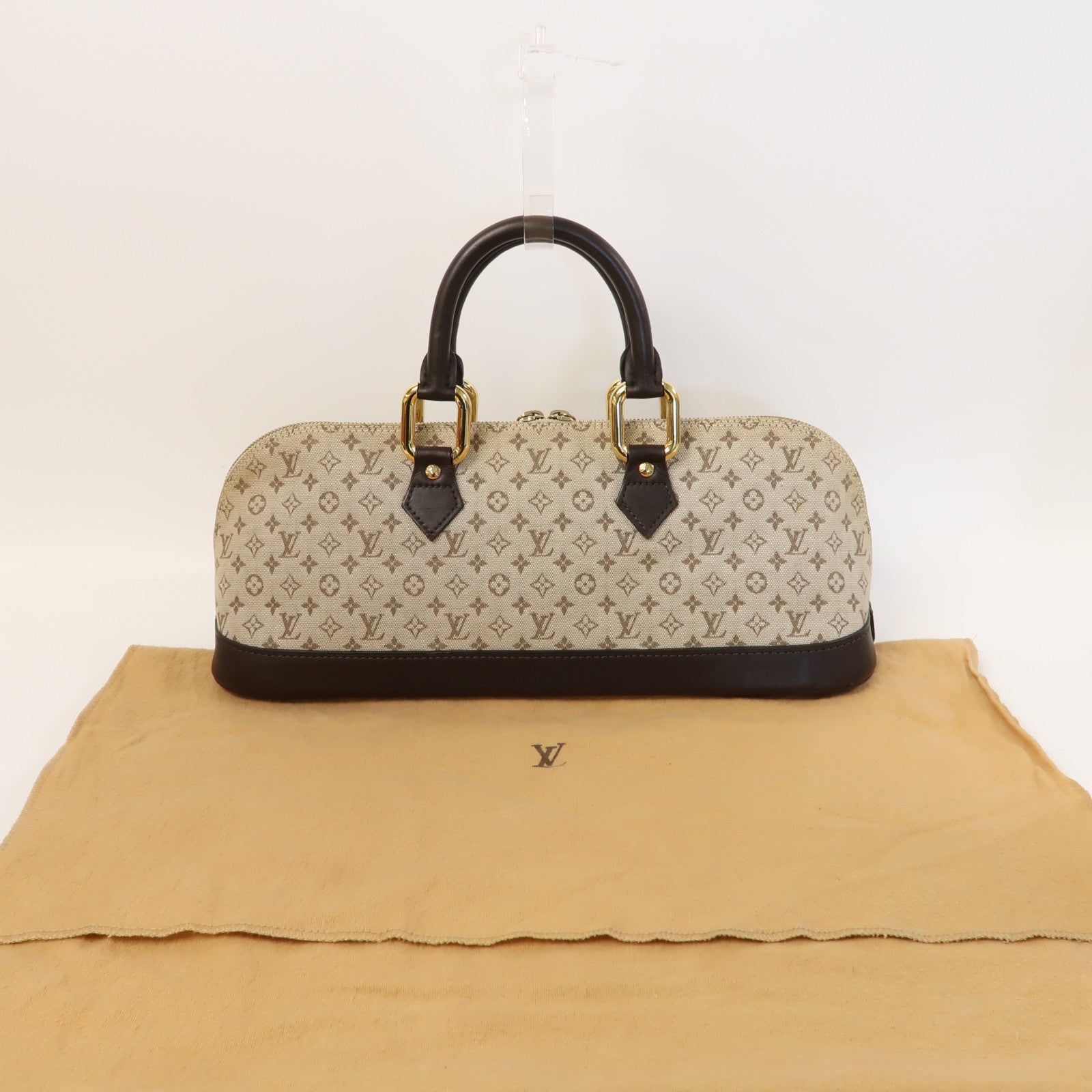 LOUIS VUITTON Monogram Mini Alma Ron金扣手挽袋米色/啡色