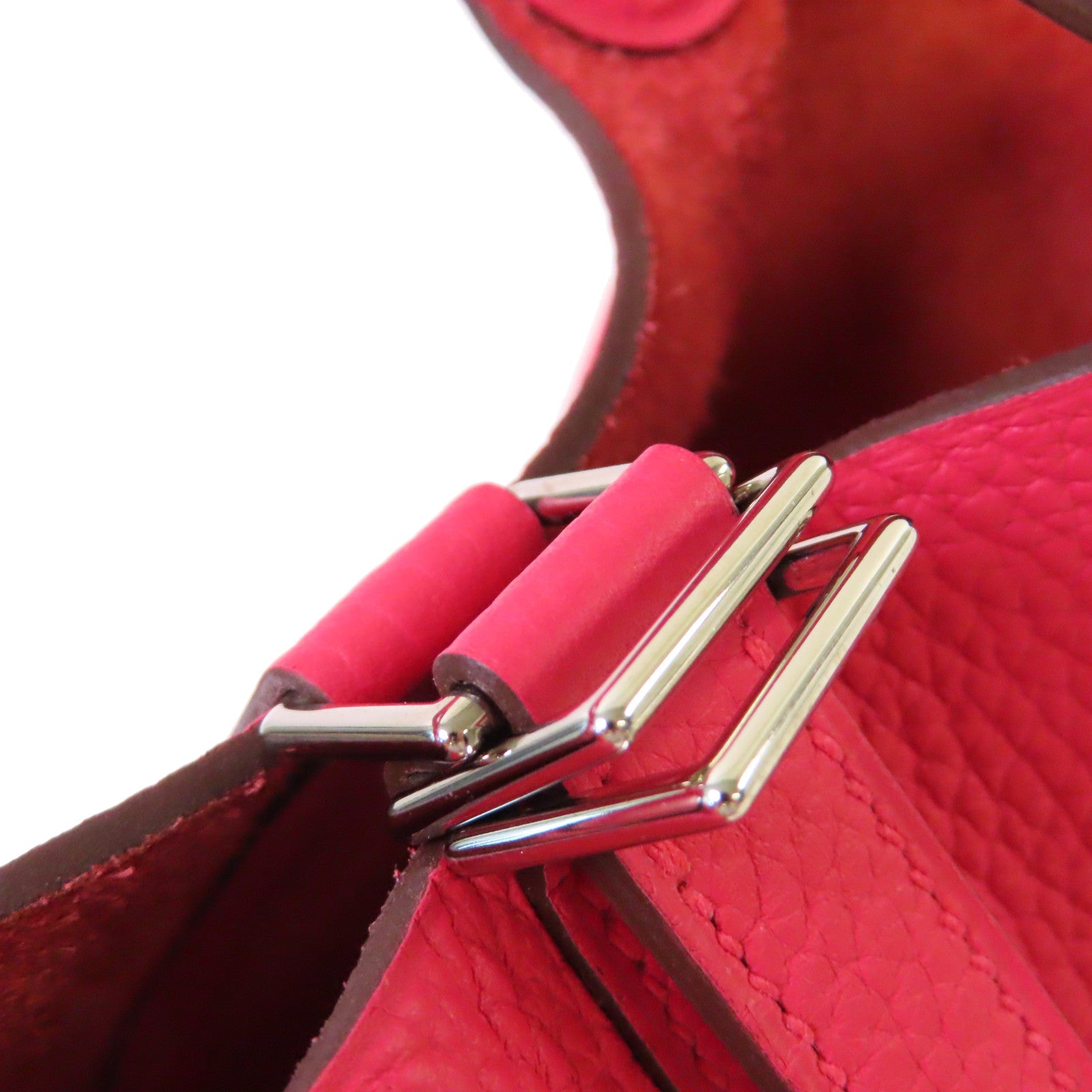 HERMES Clemence皮革Picotin PM Tote Bag銀扣手挽袋Rose Extreme玫瑰桃紅色