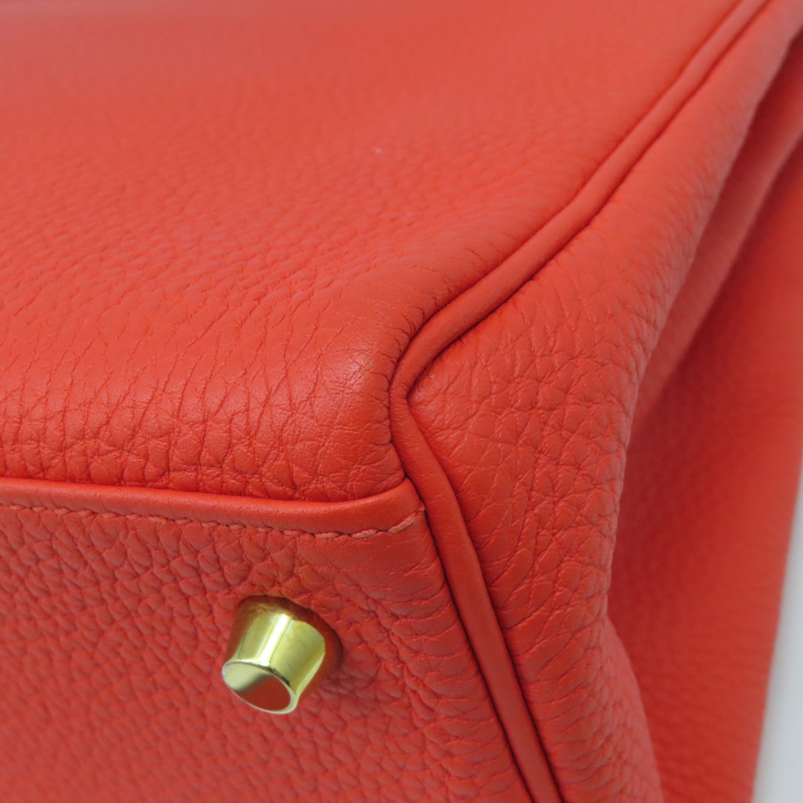 HERMES Togo皮革Kelly 28金扣手挽肩背兩用袋螢光橘