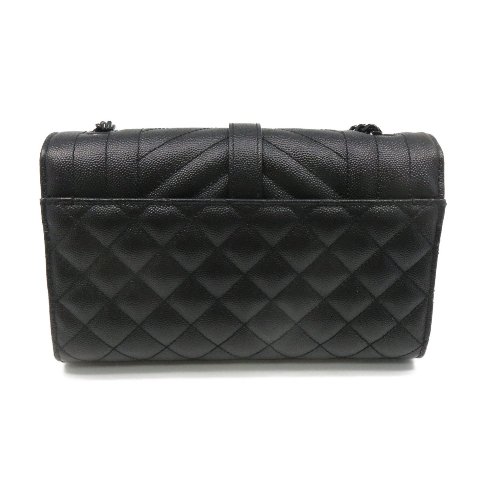 SAINT LAURENT Calf Leather Chain Shoulder Bag Black