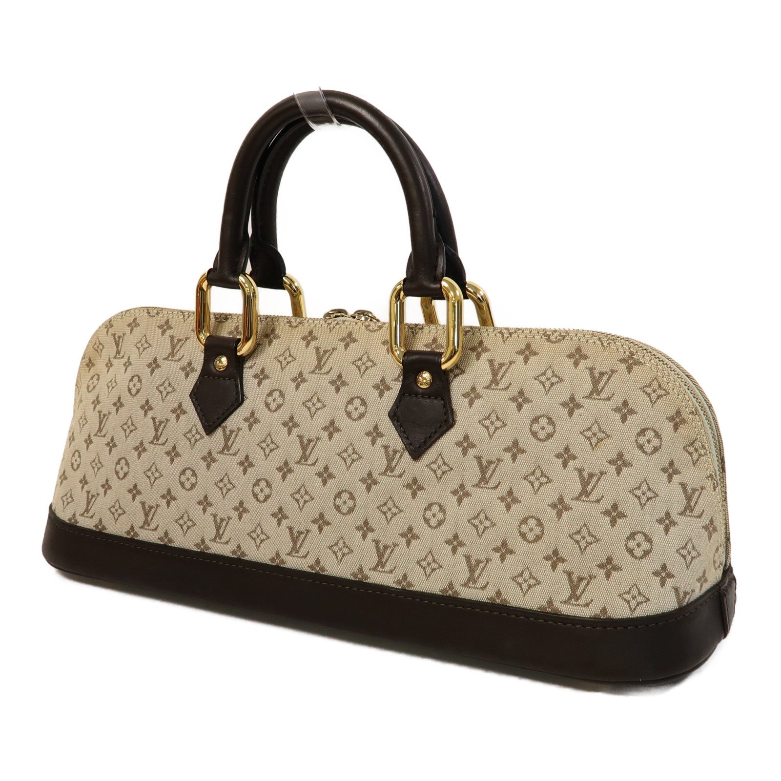 LOUIS VUITTON Monogram Mini Alma Ron金扣手挽袋米色/啡色