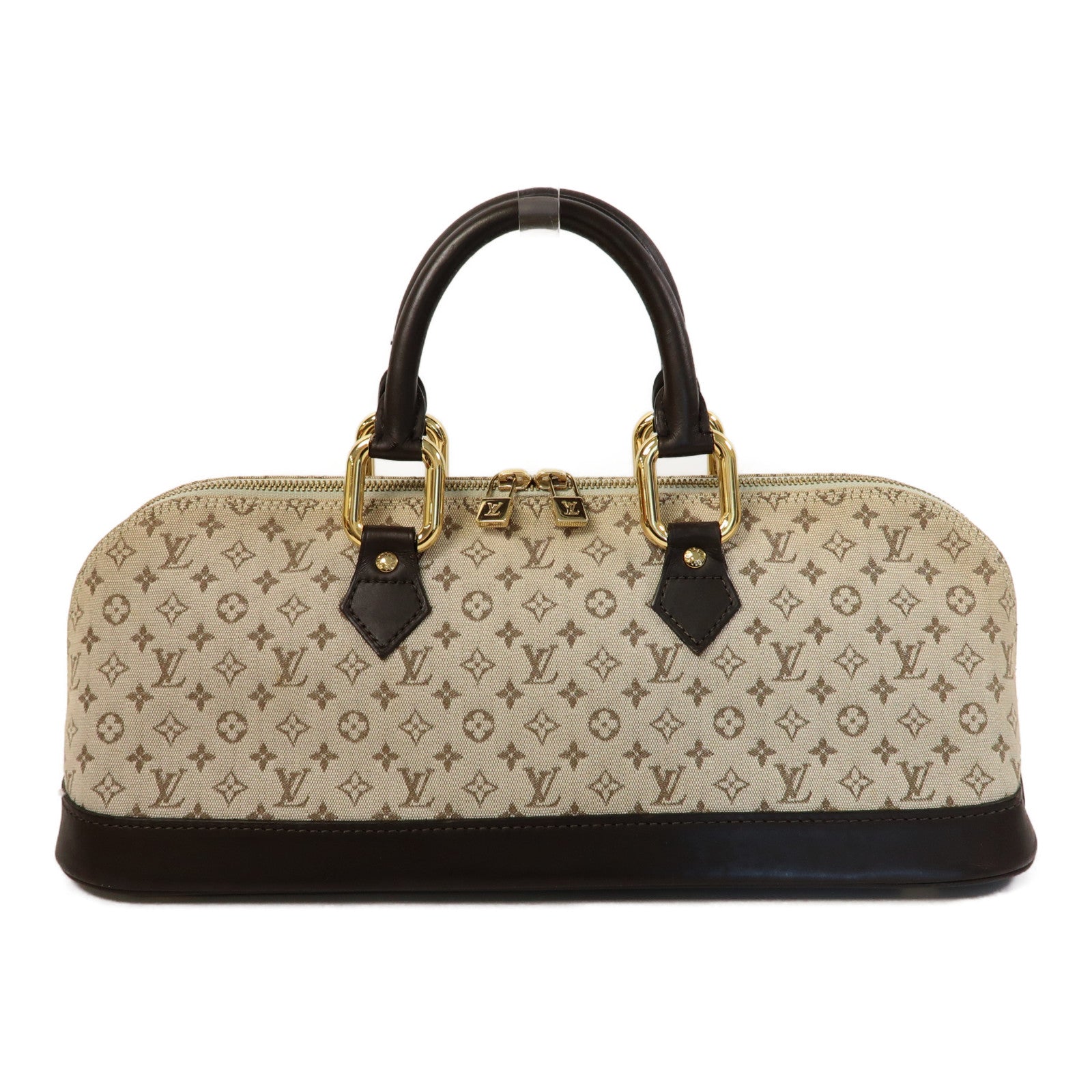 LOUIS VUITTON Monogram Mini Alma Ron金扣手挽袋米色/啡色