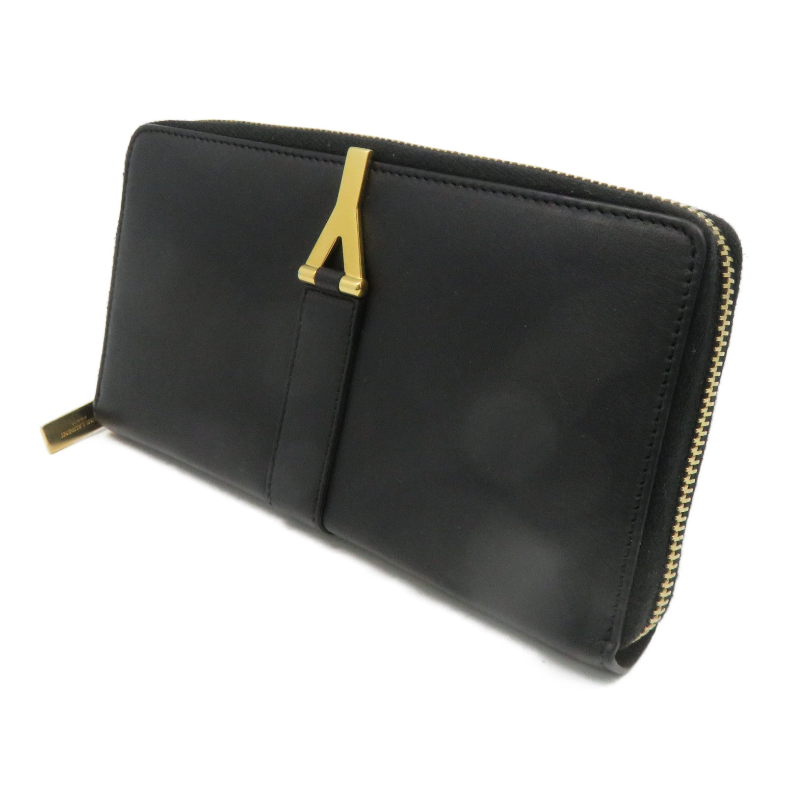 YVES SAINT LAURENT 【激減優惠】牛皮皮革Long Wallet金扣長錢包黑色