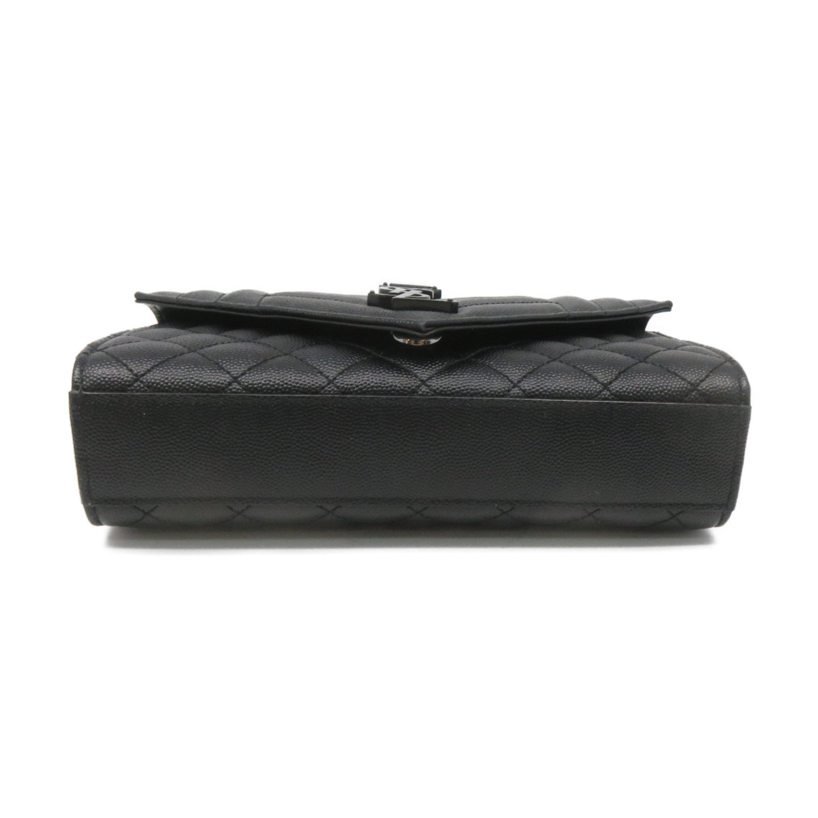 SAINT LAURENT Calf Leather Chain Shoulder Bag Black