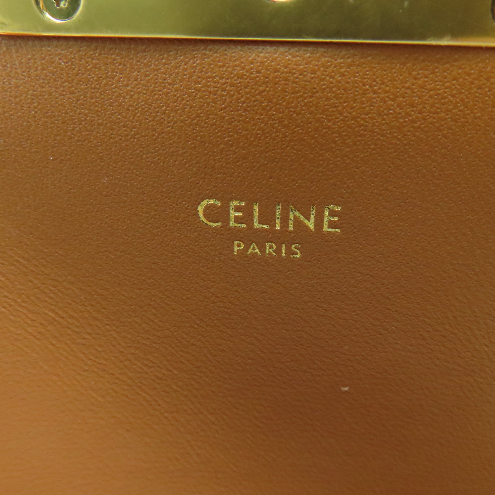 CELINE 牛皮皮革Teen Triomphe Bag金扣肩背袋啡色