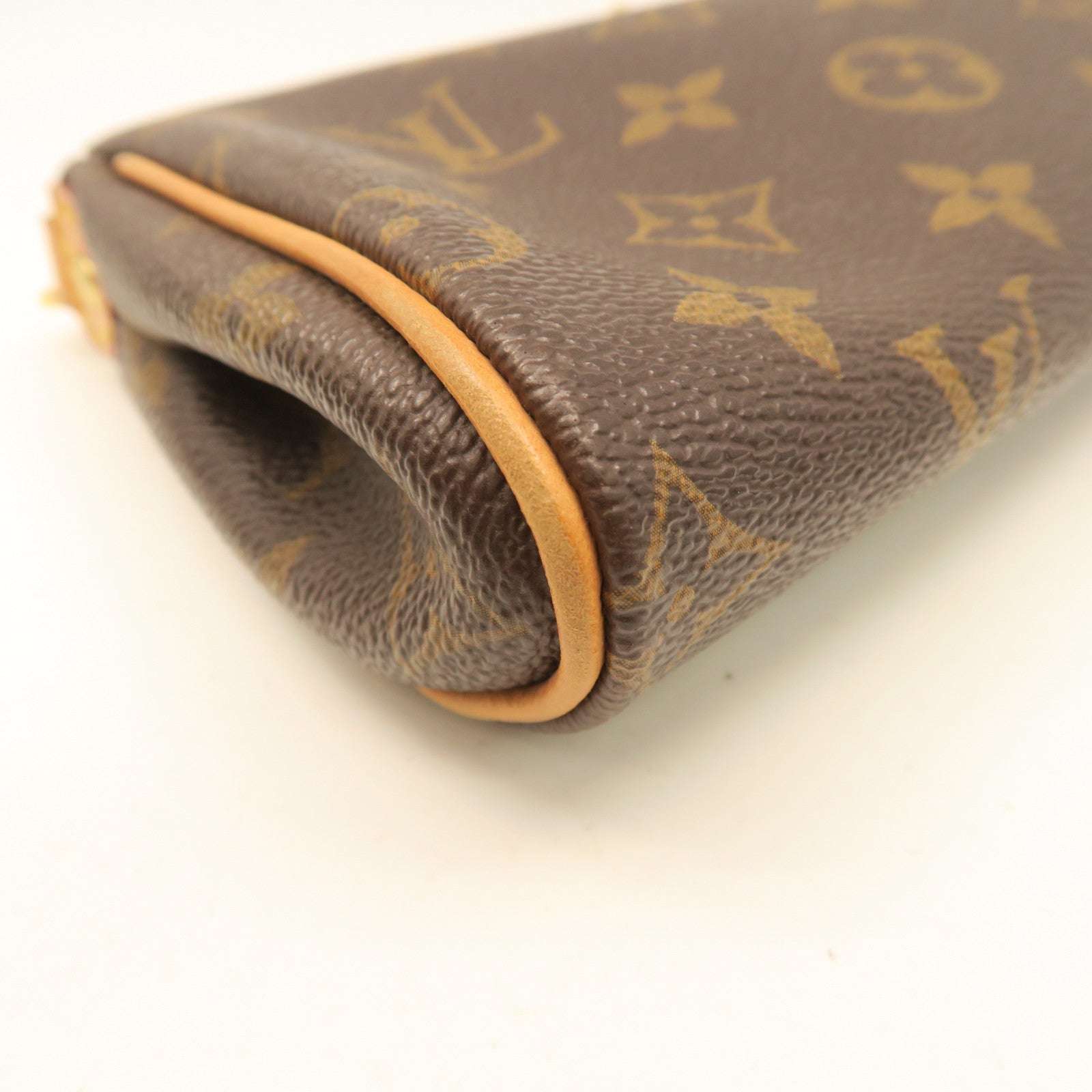 LOUIS VUITTON Monogram Eva Hand Bag Gold Buckle Hand Bag Brown