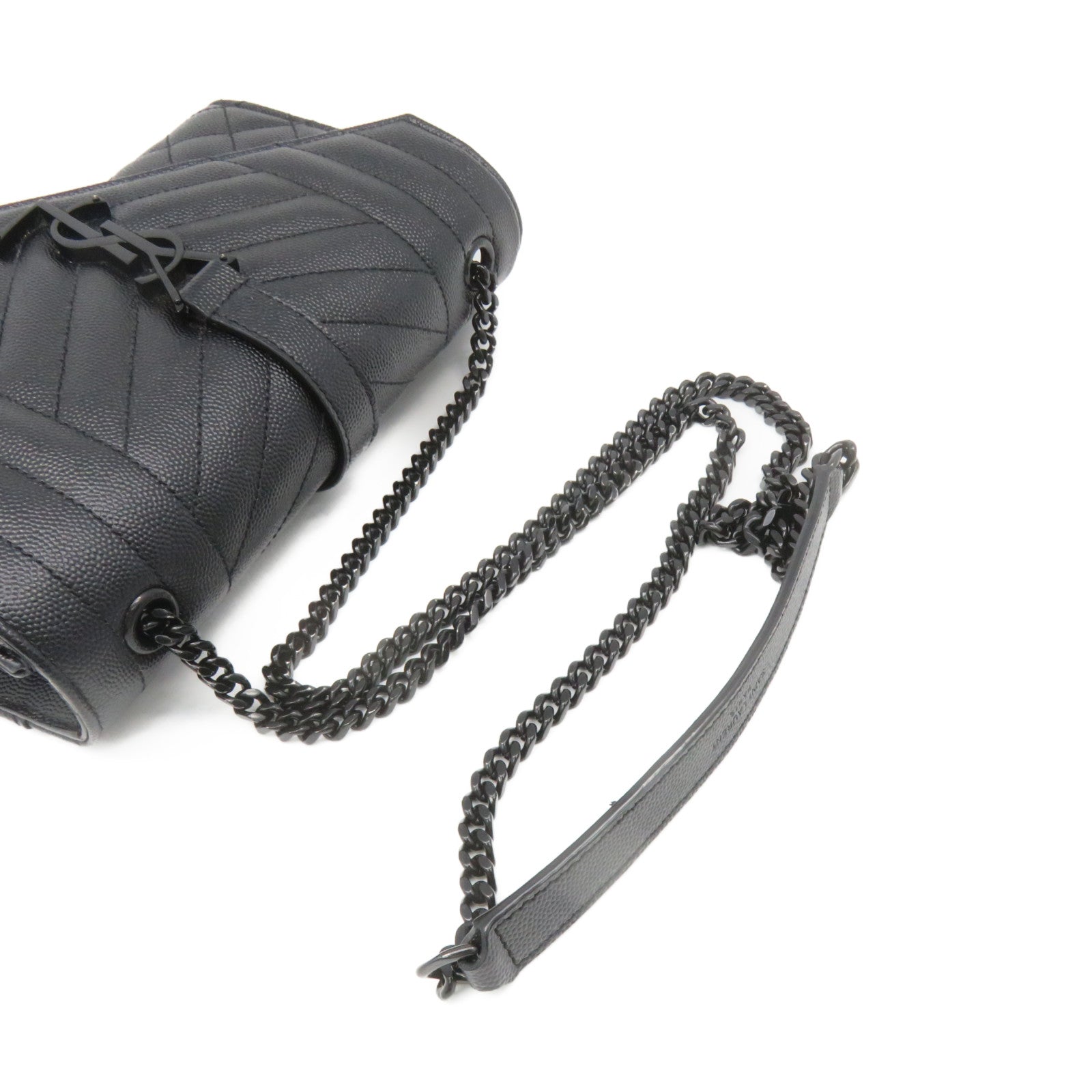 SAINT LAURENT Calf Leather Chain Shoulder Bag Black