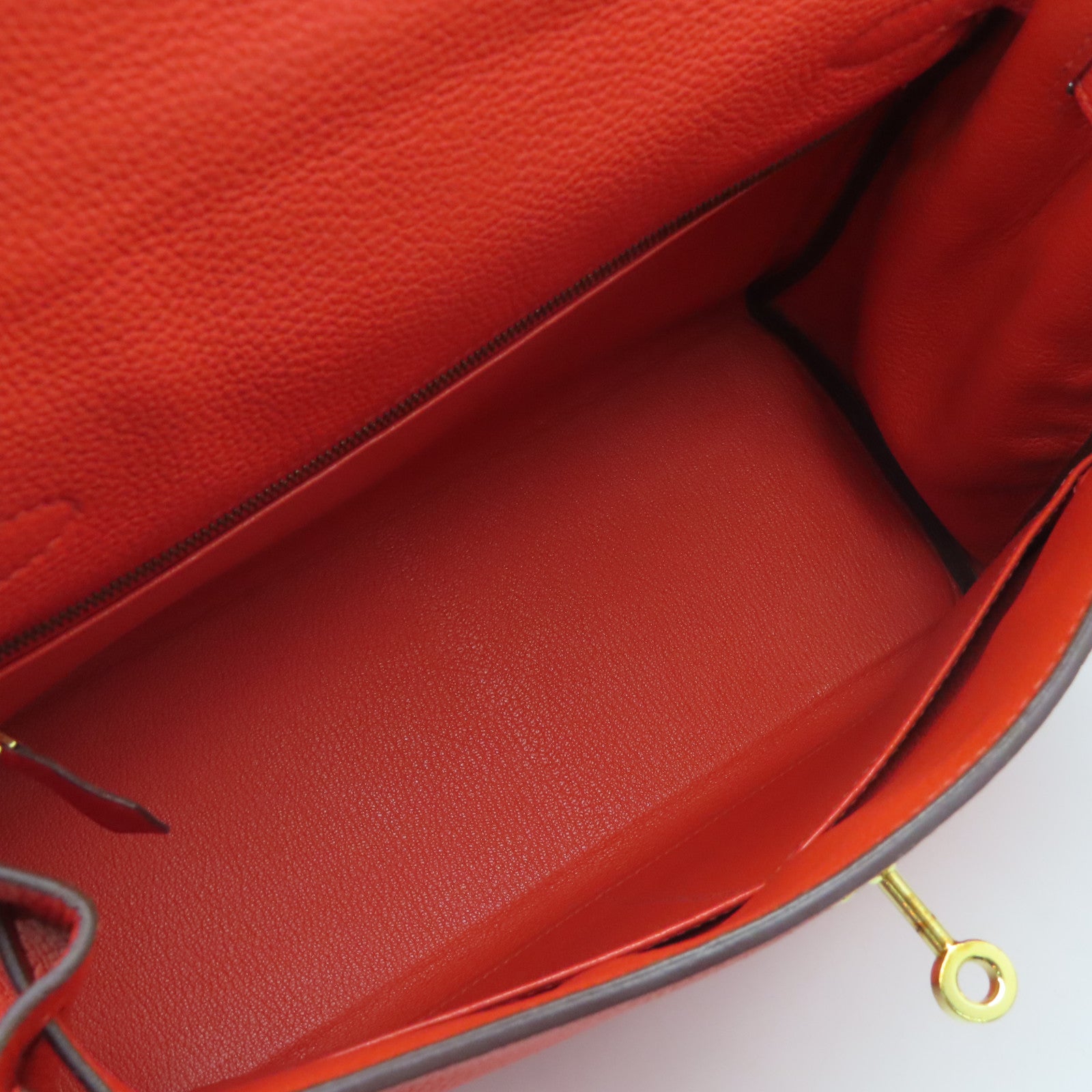 HERMES Togo皮革Kelly 28金扣手挽肩背兩用袋螢光橘