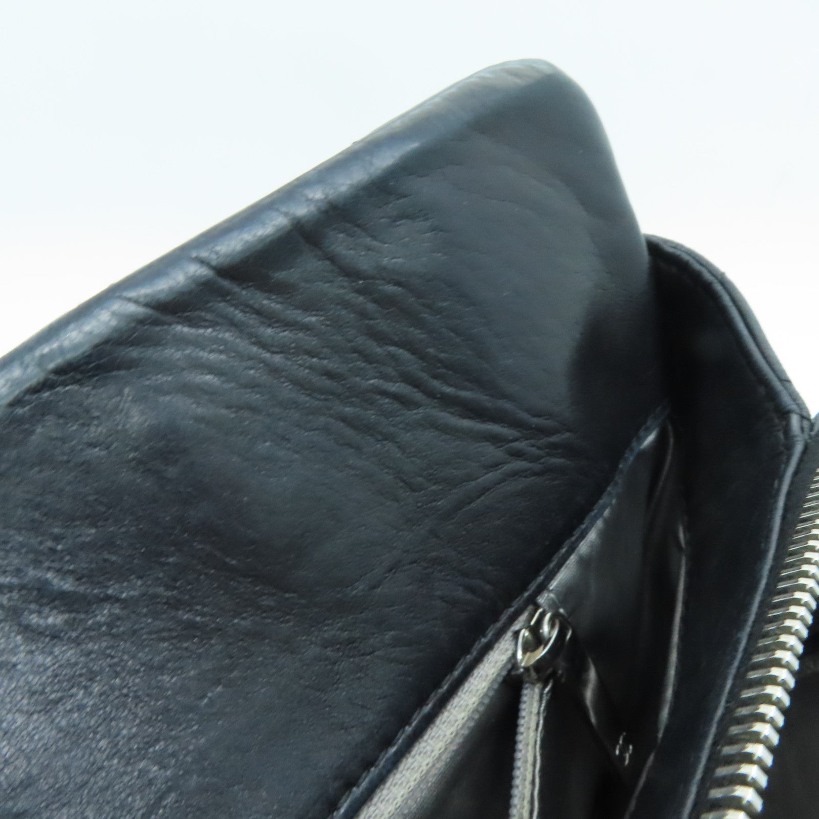 CHANEL rhombus sheepskin leather Shoulder Bag silver buckle chain shoulder bag black