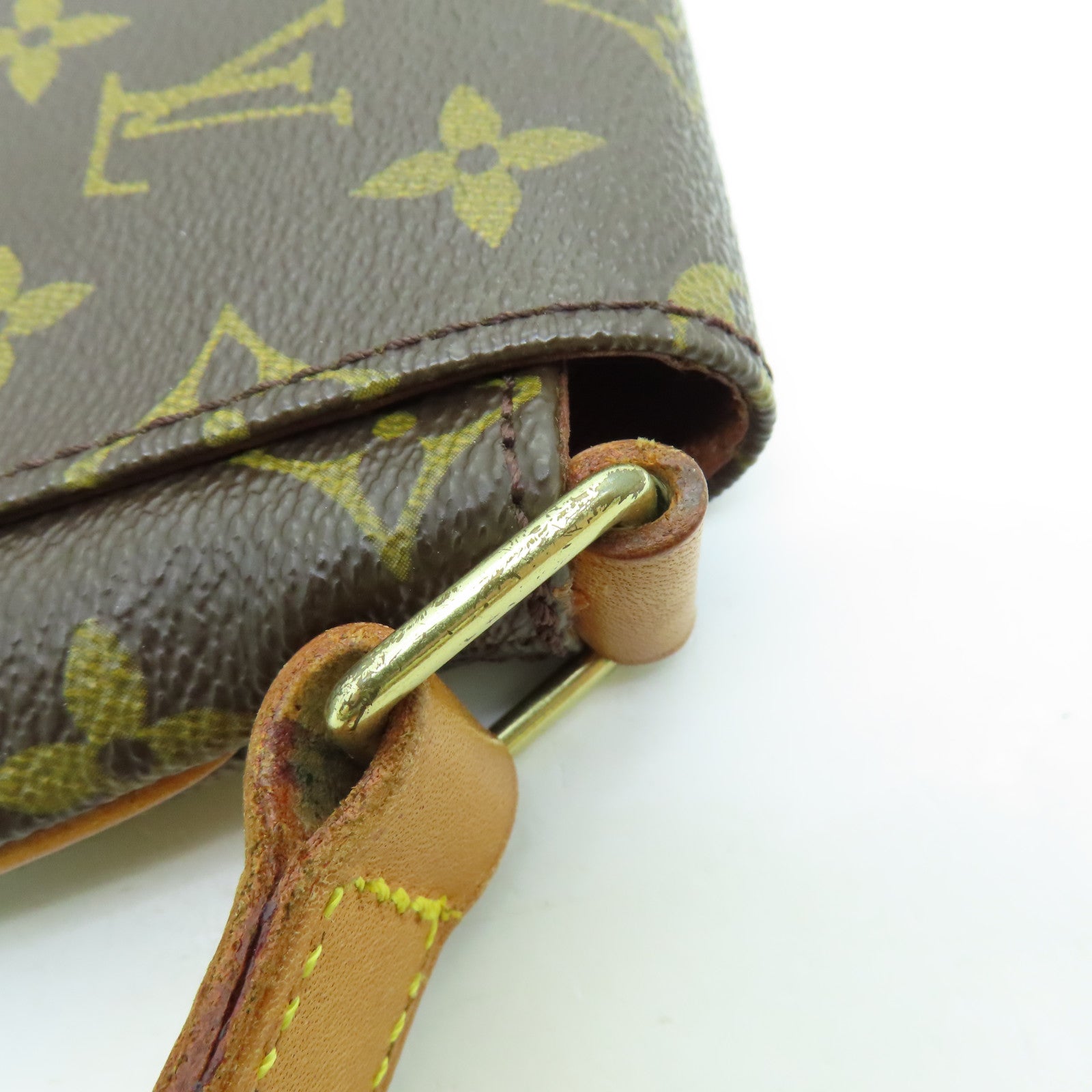 LOUIS VUITTON Monogram Musette Gold Buckle Shoulder Bag Brown
