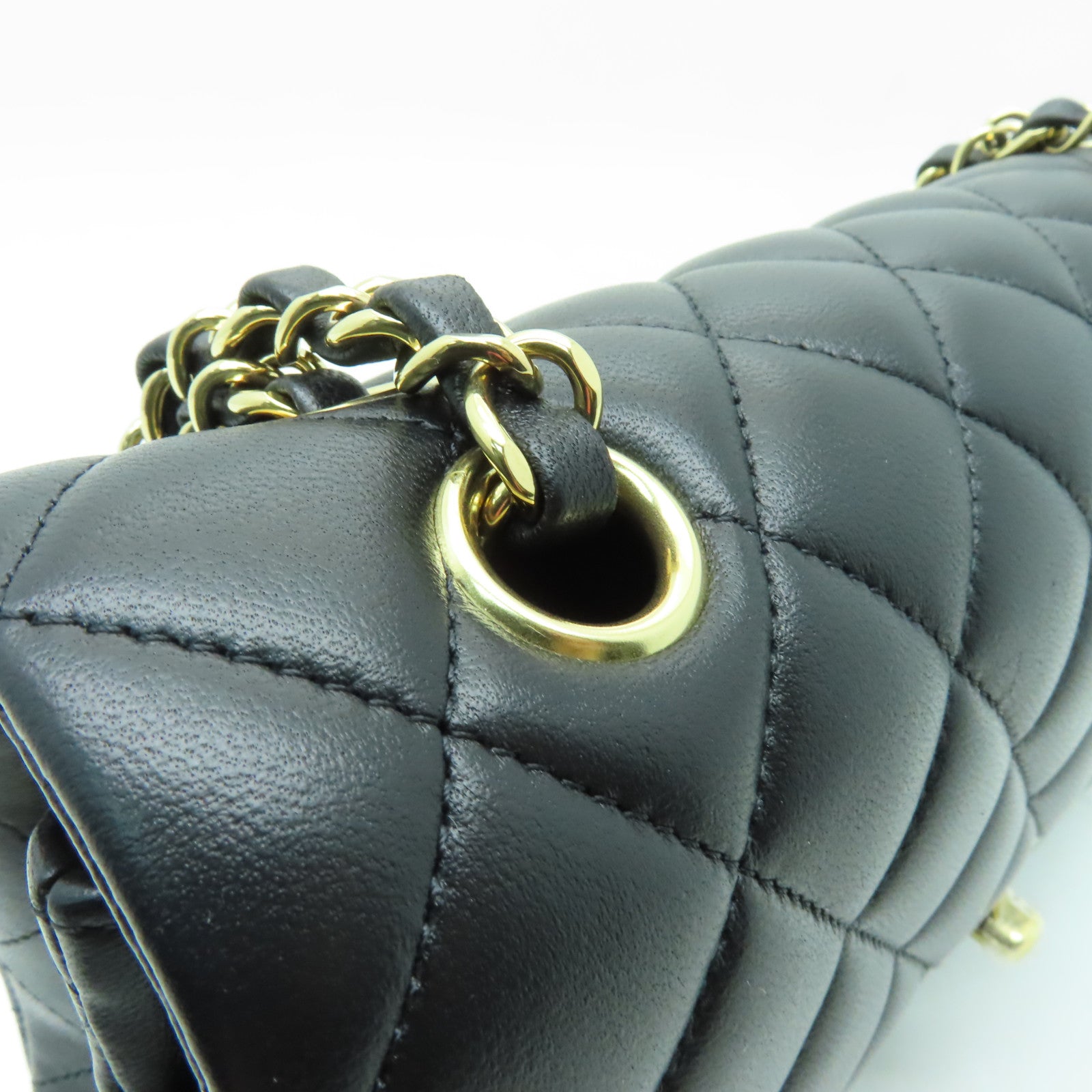 CHANEL 菱格羊皮皮革Classic 23cm金扣鏈帶肩背袋黒色