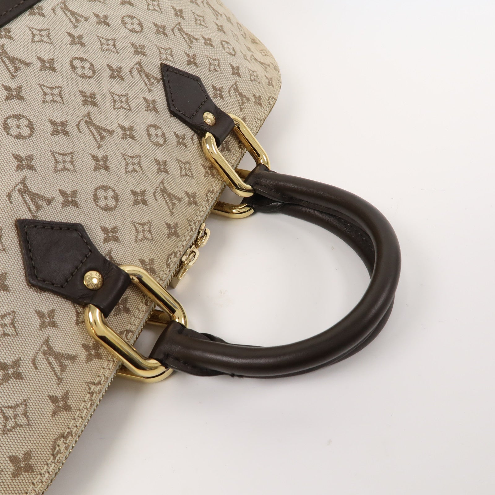 LOUIS VUITTON Monogram Mini Alma Ron金扣手挽袋米色/啡色