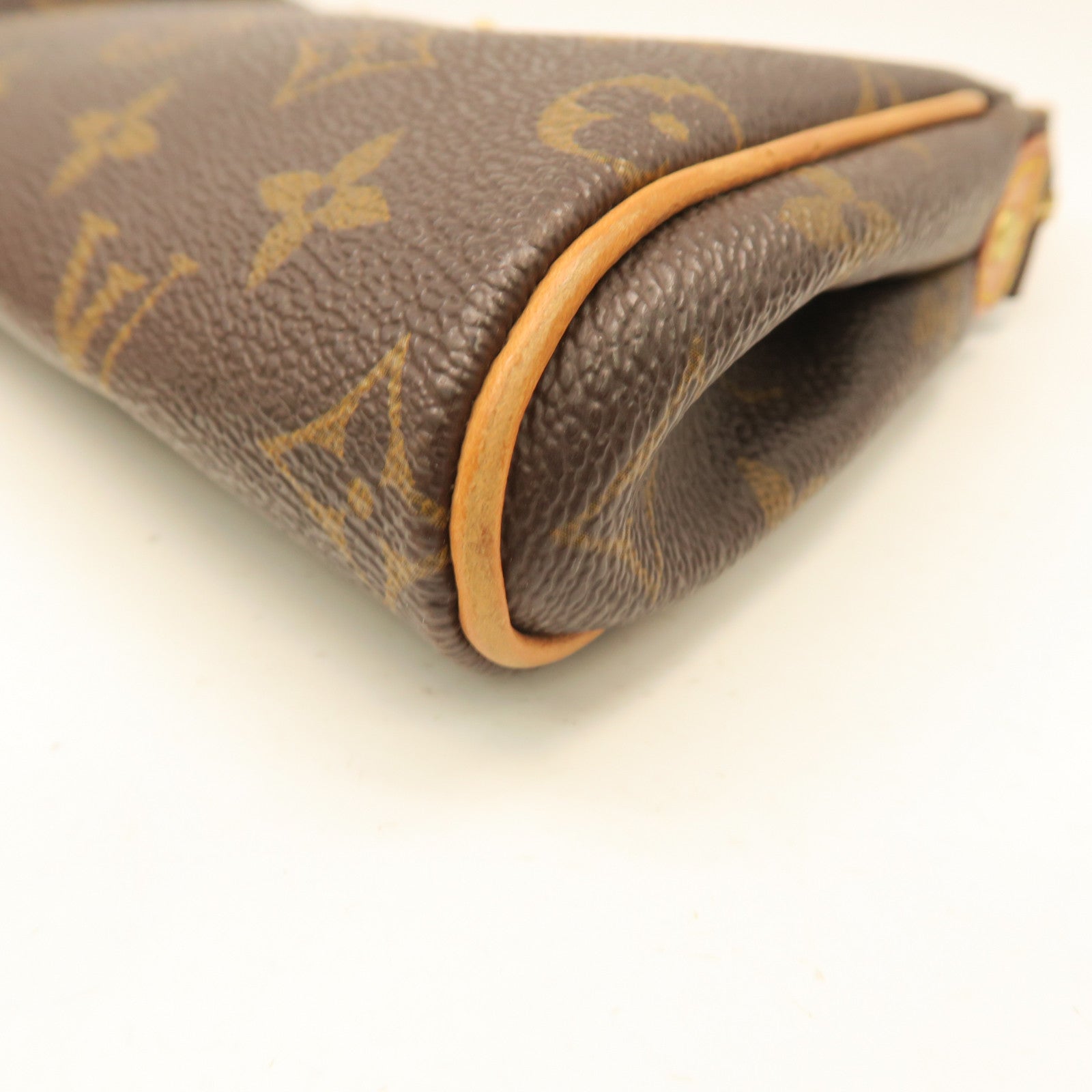 LOUIS VUITTON Monogram Eva Hand Bag Gold Buckle Hand Bag Brown