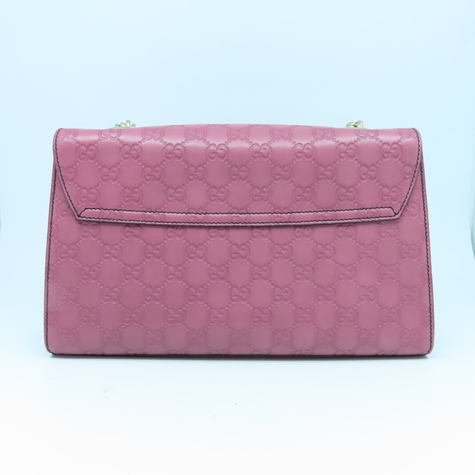 GUCCI 【激減優惠】牛皮皮革Chain Shoulder Bag銀扣肩背袋粉紅色