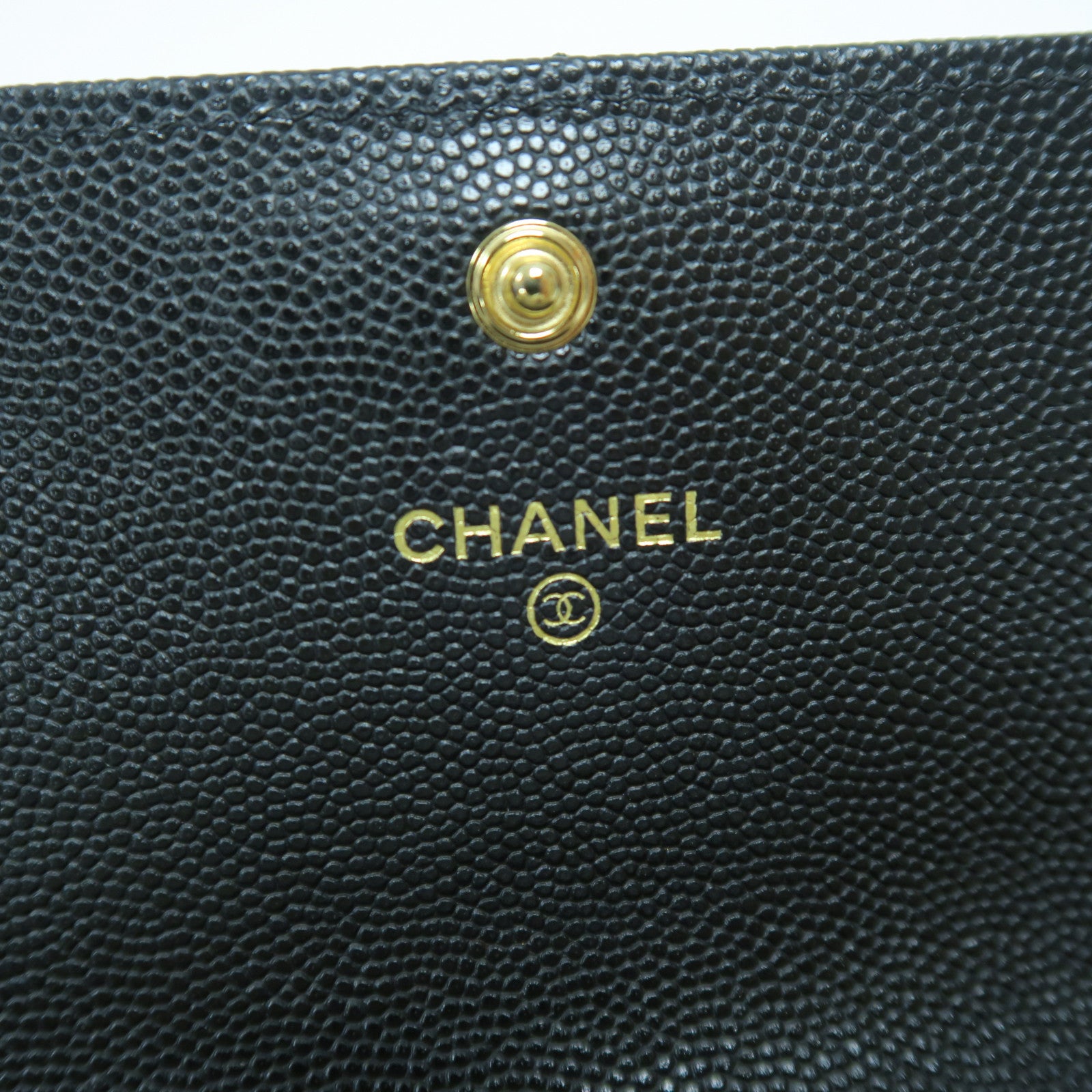 CHANEL 菱格Caviar皮革Long Wallet金扣長錢包黑色