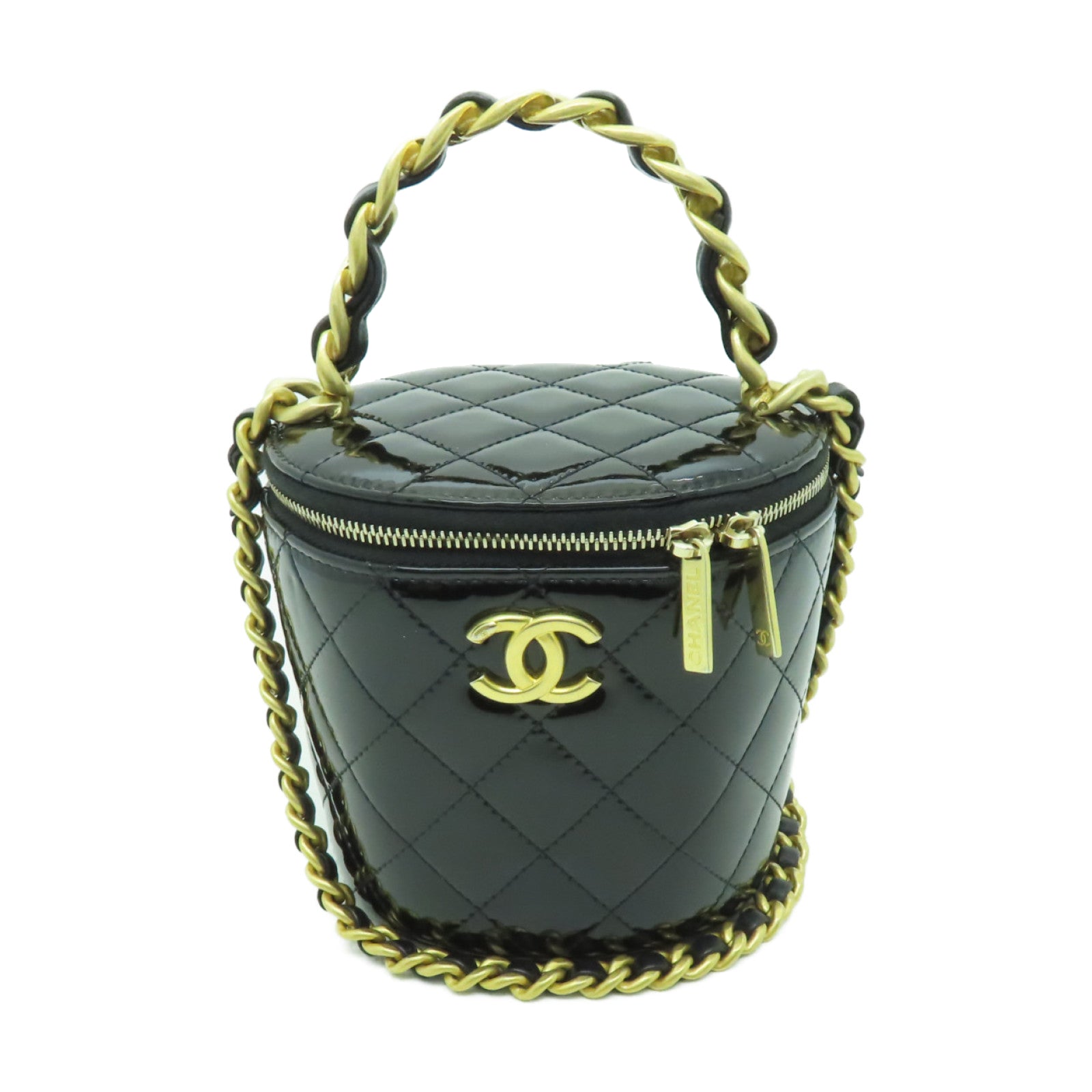 CHANEL 【激減優惠】漆皮皮革2way Shoulder Bag金扣手挽肩背兩用袋黑色