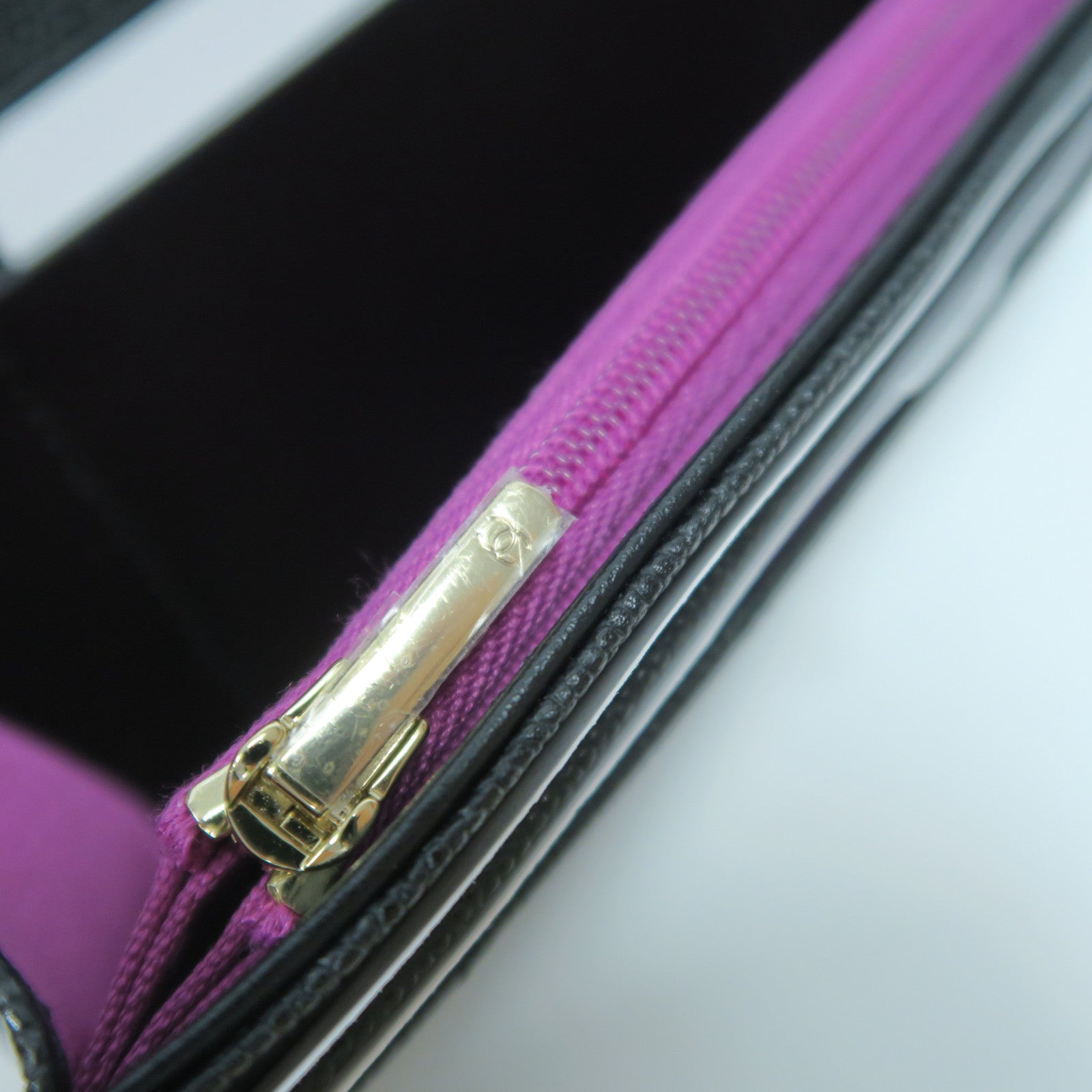 CHANEL 菱格Caviar皮革Long Wallet金扣長錢包黑色