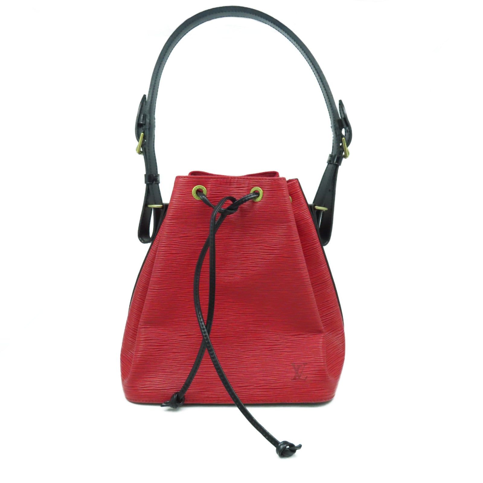 LOUIS VUITTON Epi Petit Noe Bicolor金扣肩背袋紅色/黑色
