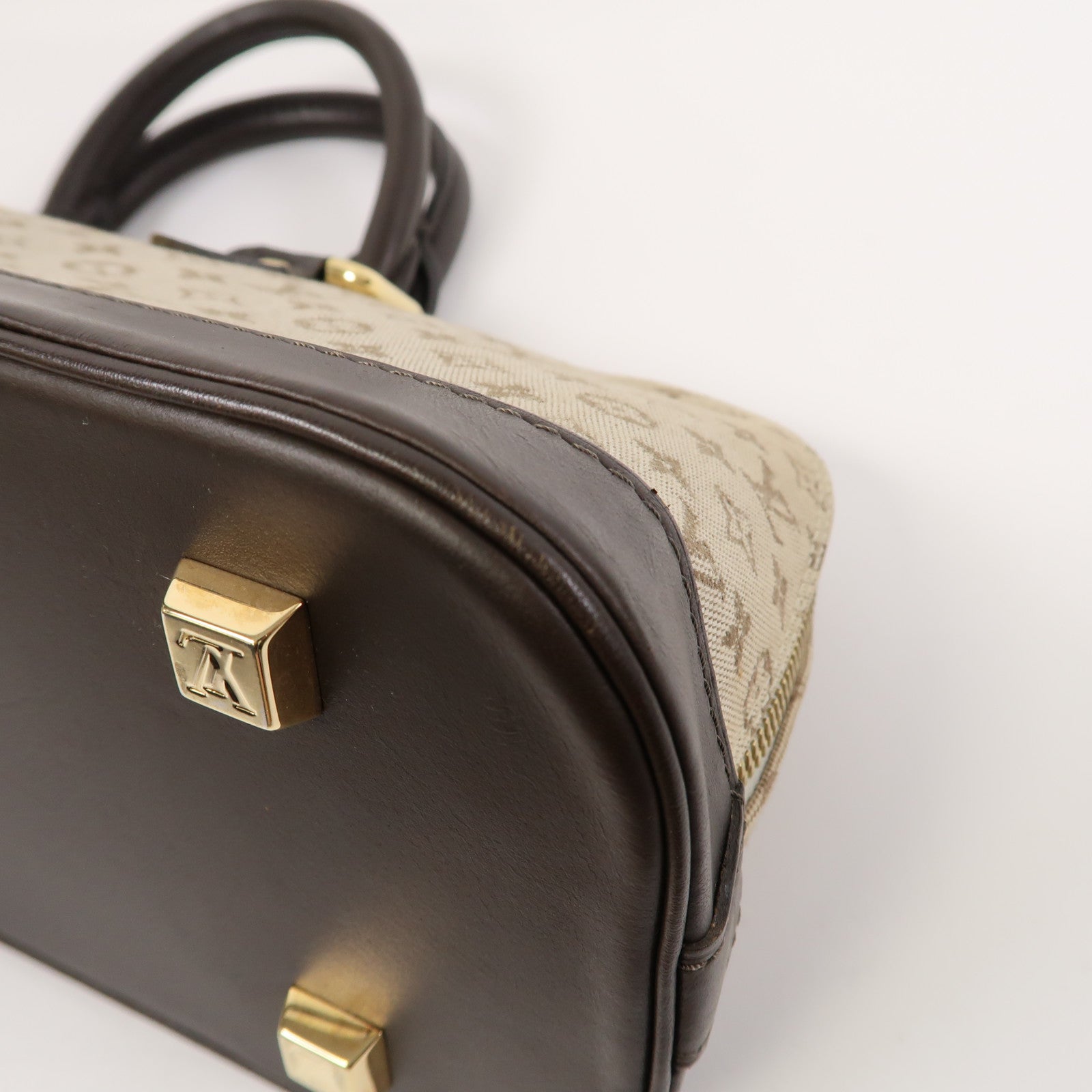 LOUIS VUITTON Monogram Mini Alma Ron金扣手挽袋米色/啡色