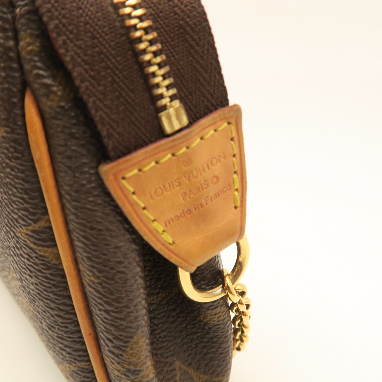 LOUIS VUITTON Monogram Eva Hand Bag Gold Buckle Hand Bag Brown