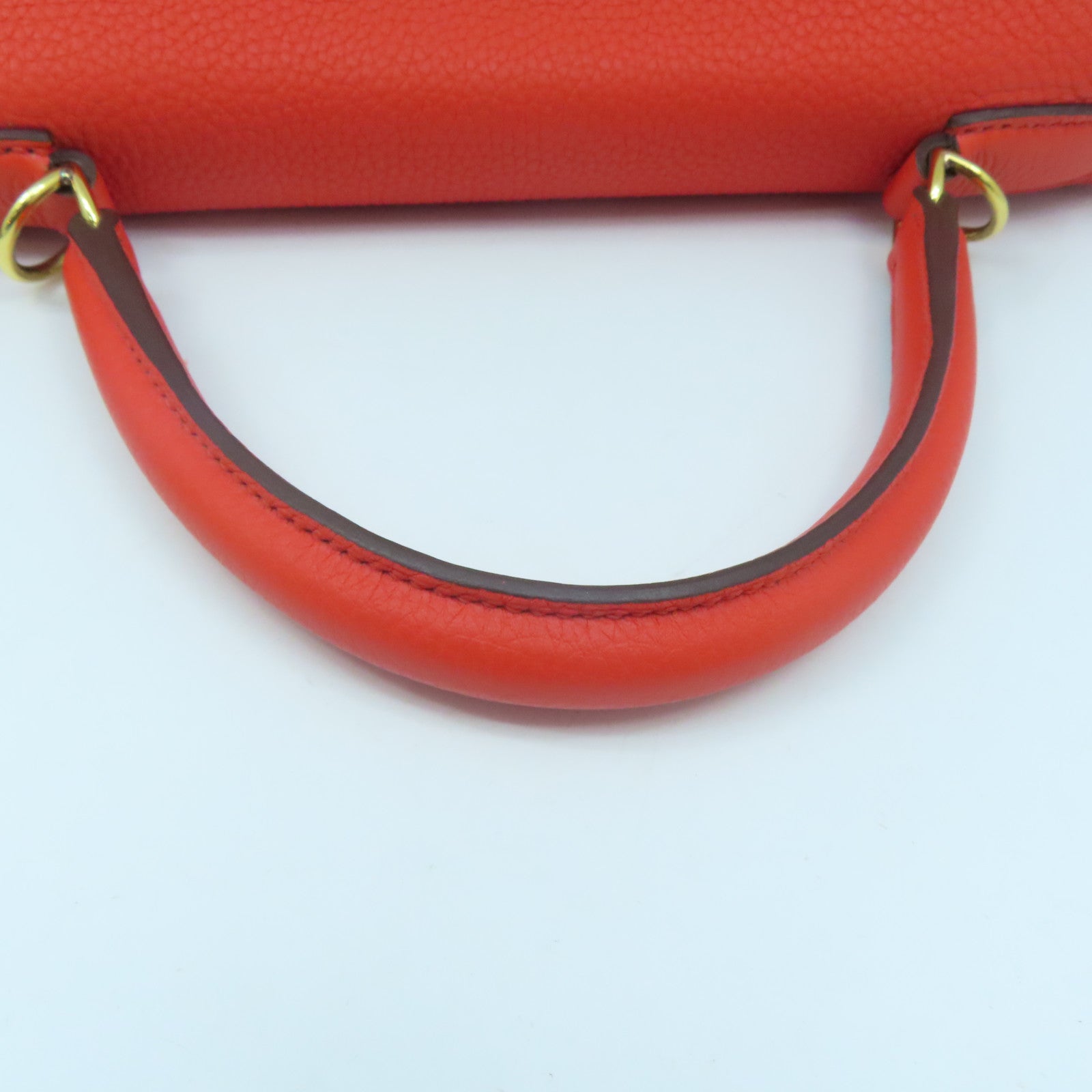 HERMES Togo皮革Kelly 28金扣手挽肩背兩用袋螢光橘