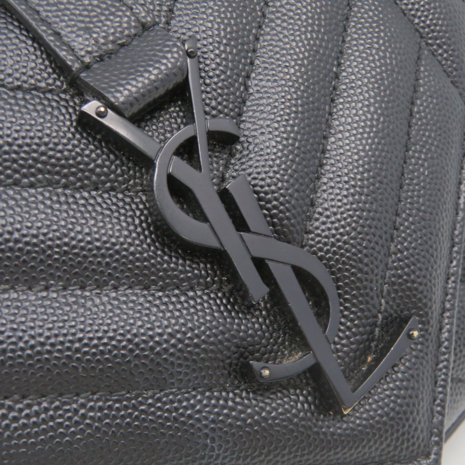 SAINT LAURENT Calf Leather Chain Shoulder Bag Black