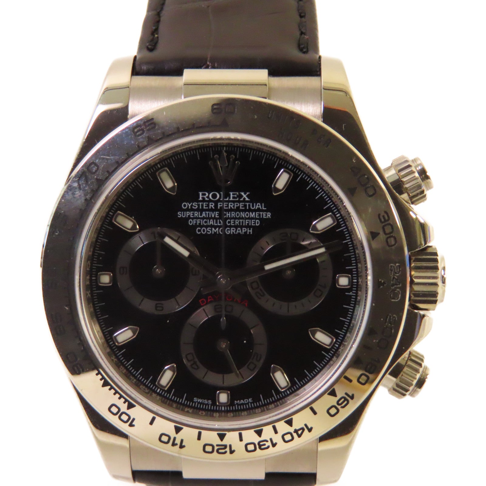 ROLEX Daytona 40mm Watch不鏽鋼/18K白金/皮革帶自動機芯手錶黑色/銀色