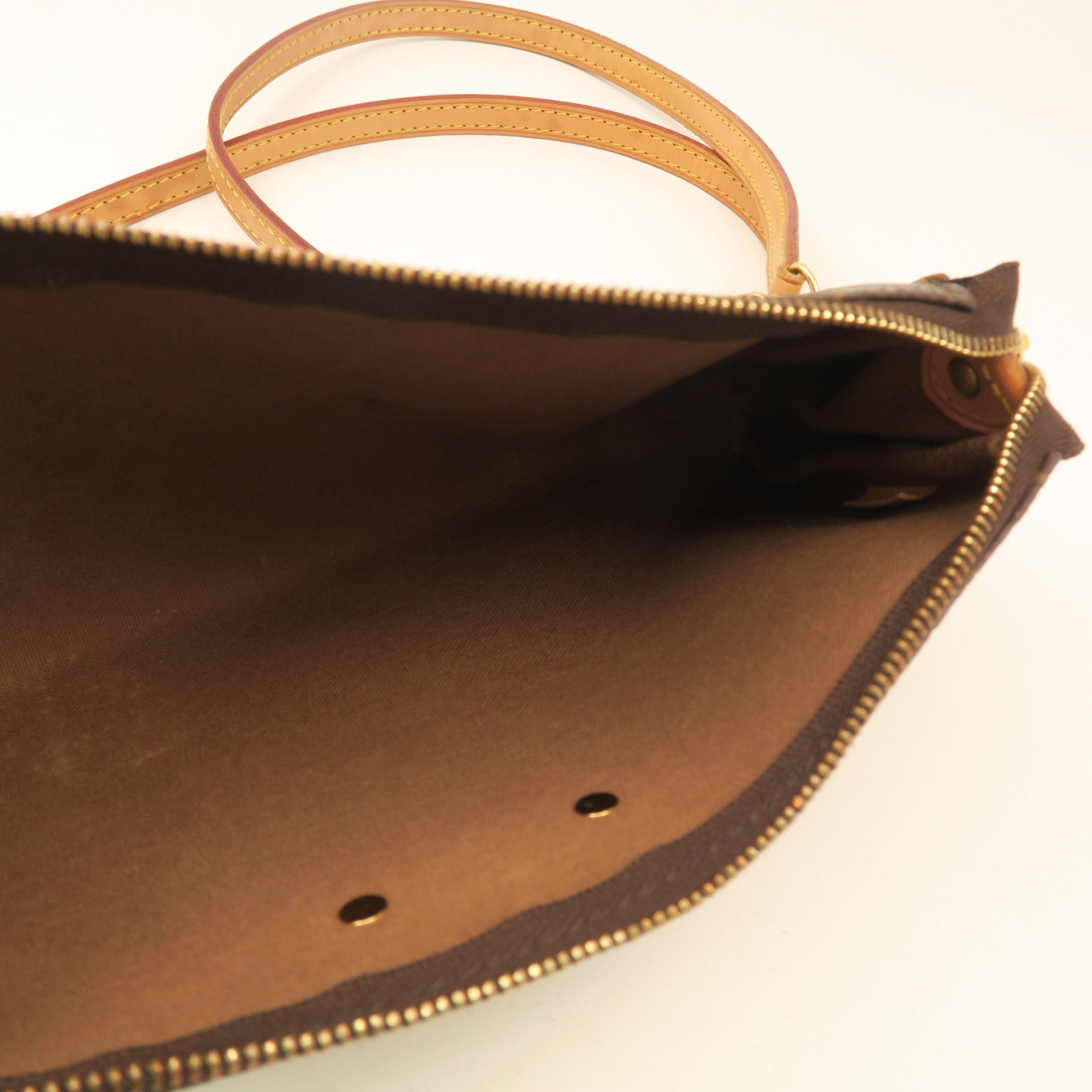 LOUIS VUITTON Monogram Eva Hand Bag Gold Buckle Hand Bag Brown