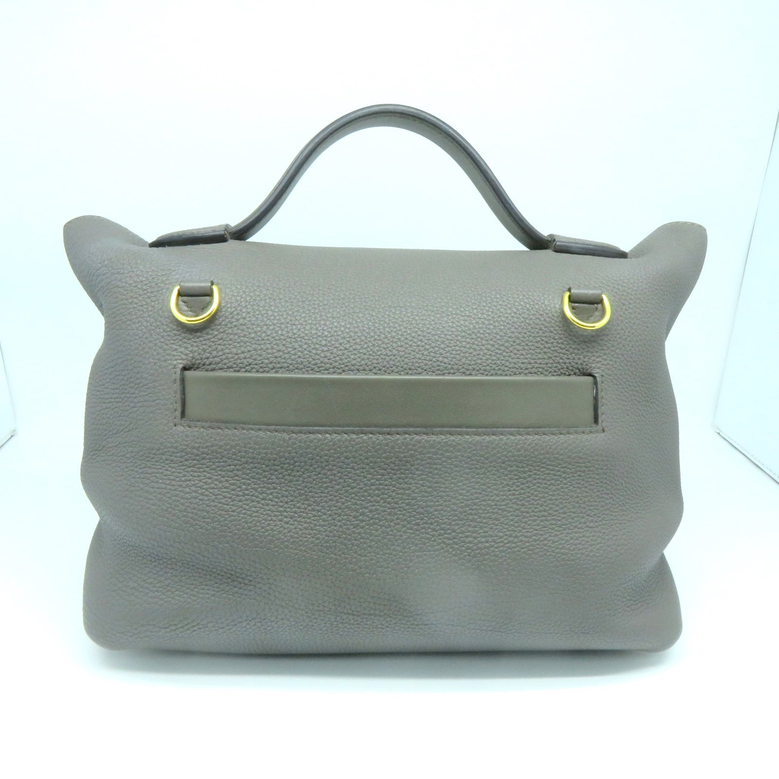 HERMES Clemence皮革24/24 29CM金扣手挽肩背兩用袋錫灰色