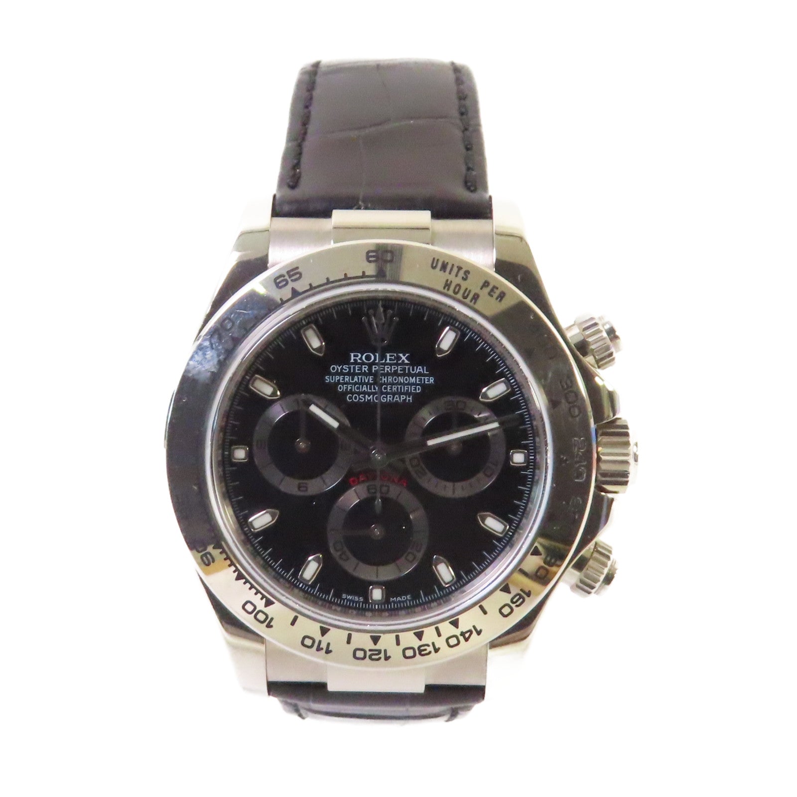 ROLEX Daytona 40mm Watch不鏽鋼/18K白金/皮革帶自動機芯手錶黑色/銀色