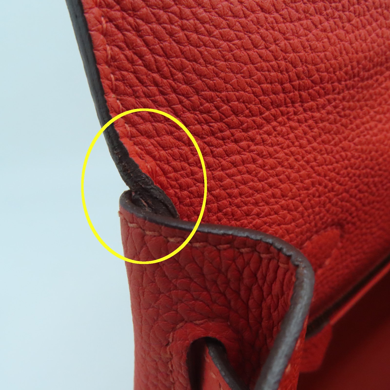 HERMES Togo皮革Kelly 28金扣手挽肩背兩用袋螢光橘