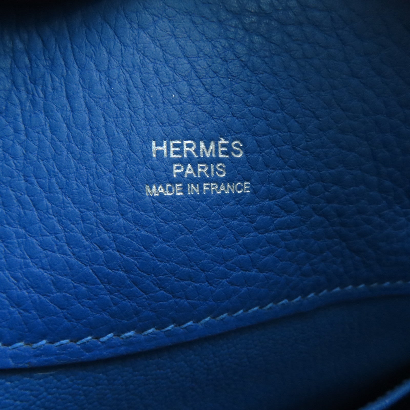 HERMES Clemence皮革So Kelly 22银扣肩背袋White/Bleu Mykonos白色/希腊蓝色