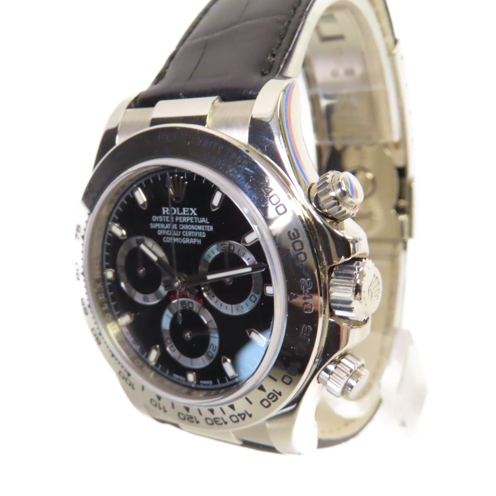 ROLEX Daytona 40mm Watch不鏽鋼/18K白金/皮革帶自動機芯手錶黑色/銀色
