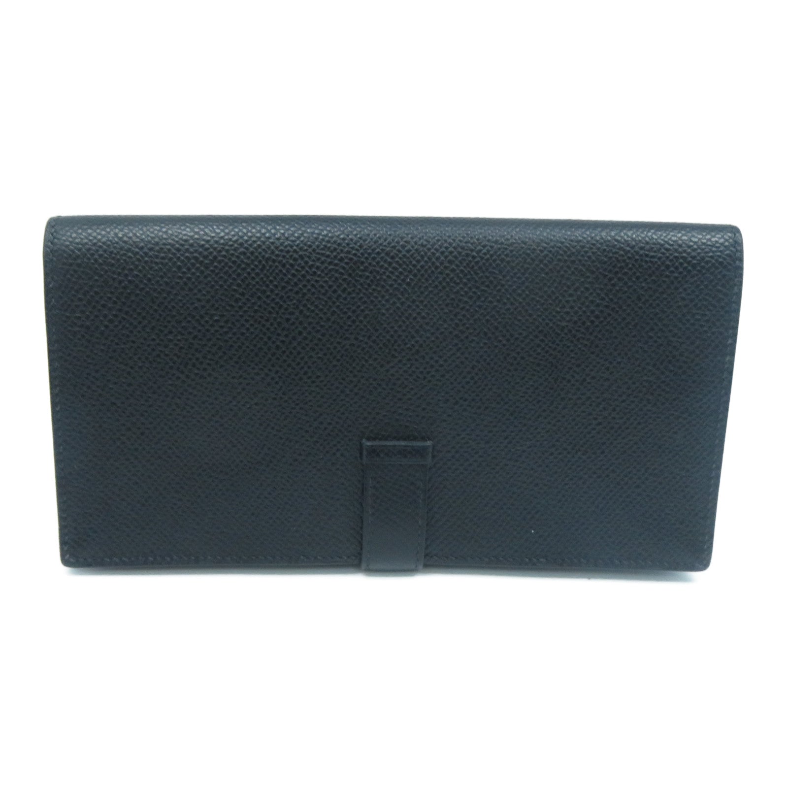 HERMES Epsom皮革Bearn Bi-Fold銀扣長錢包黑色