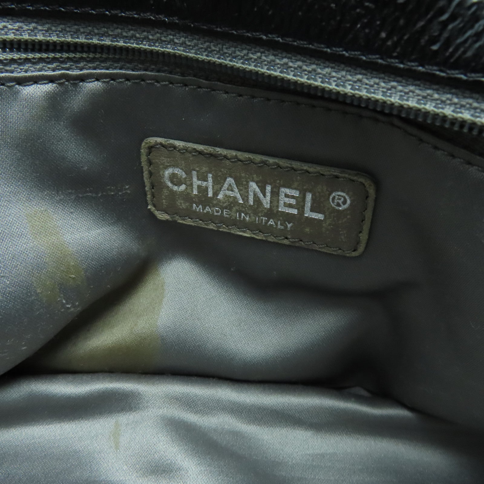CHANEL Leather Chain Shoulder Silver Buckle Shoulder Bag Black