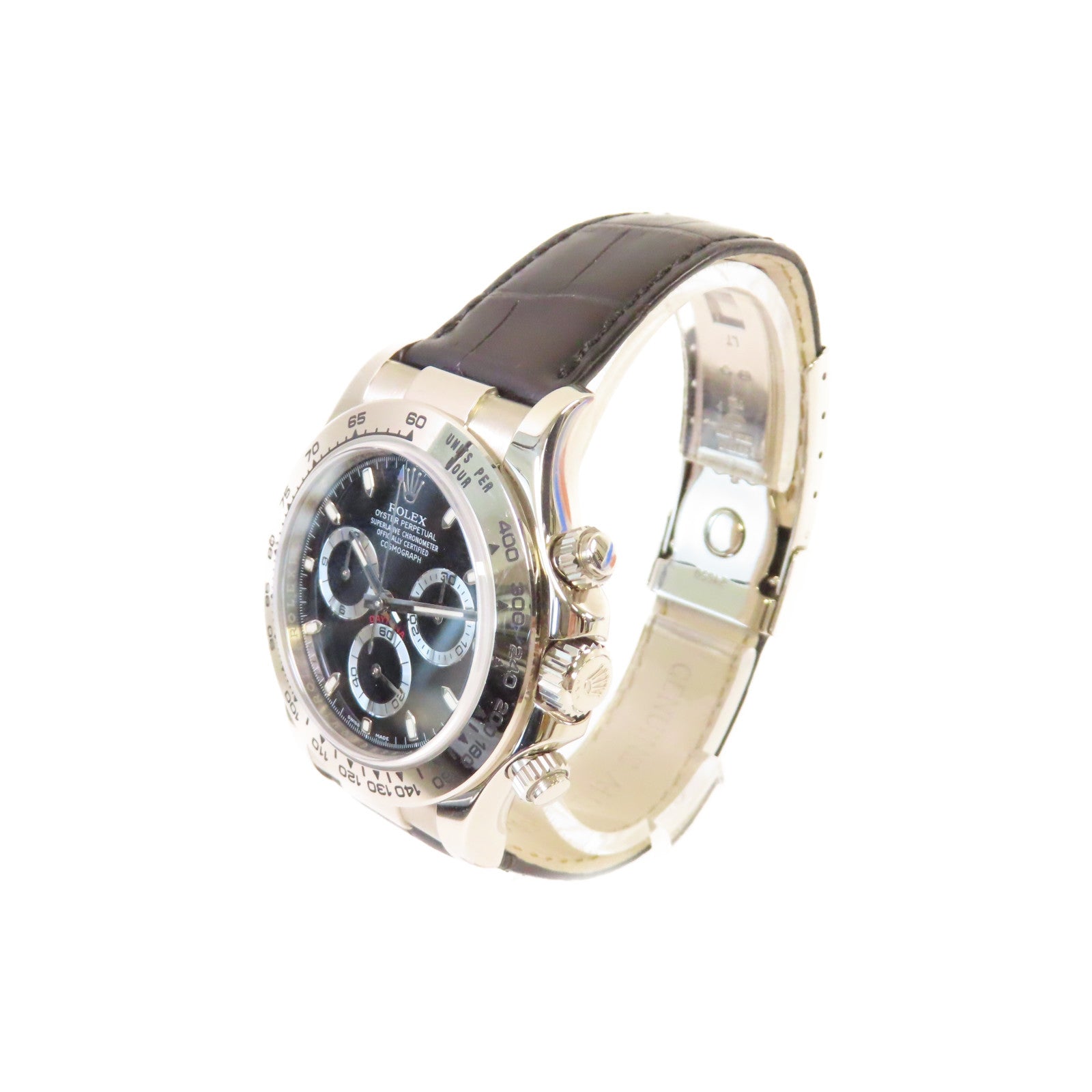 ROLEX Daytona 40mm Watch不鏽鋼/18K白金/皮革帶自動機芯手錶黑色/銀色
