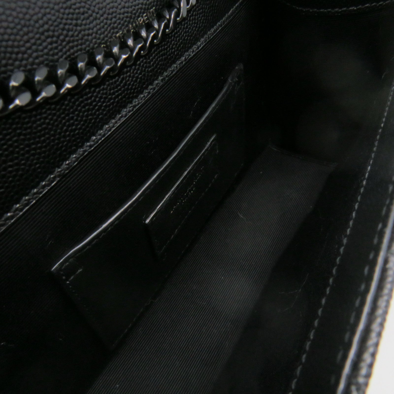 SAINT LAURENT Calf Leather Chain Shoulder Bag Black