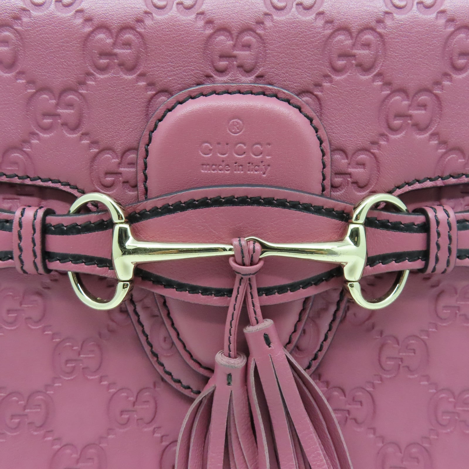 GUCCI 【激減優惠】牛皮皮革Chain Shoulder Bag銀扣肩背袋粉紅色